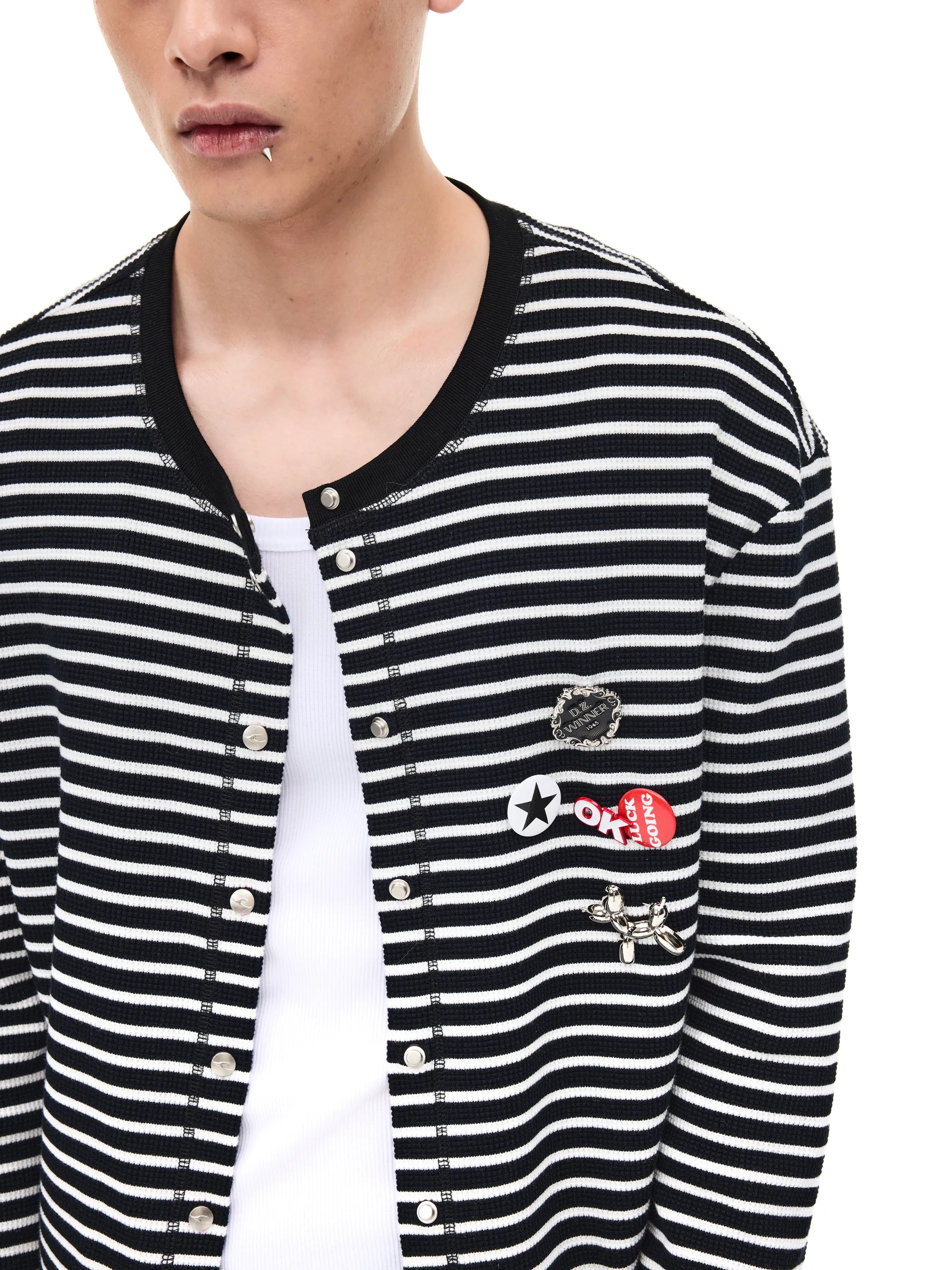 Striped Slim Knit Cardigan