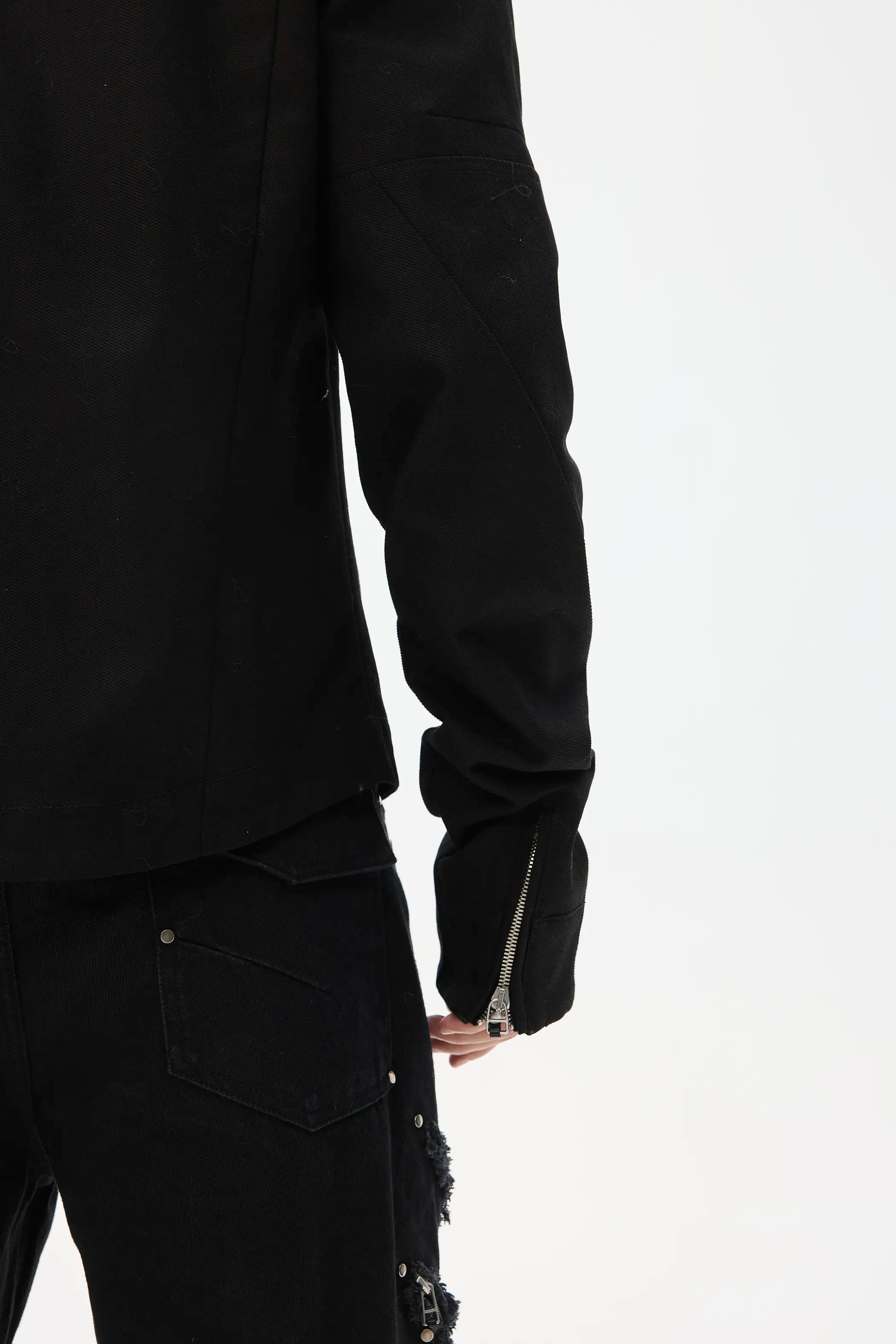 Custom Leather-Lace Zip Jacket