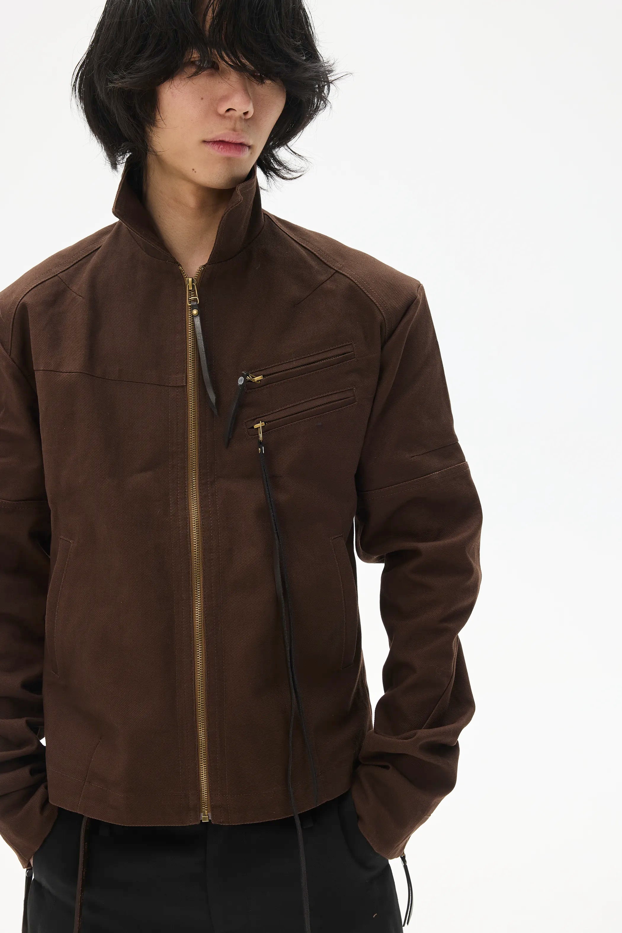 Custom Leather-Lace Zip Jacket