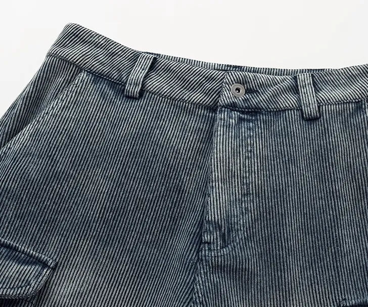 Distressed corduroy cargo work pants