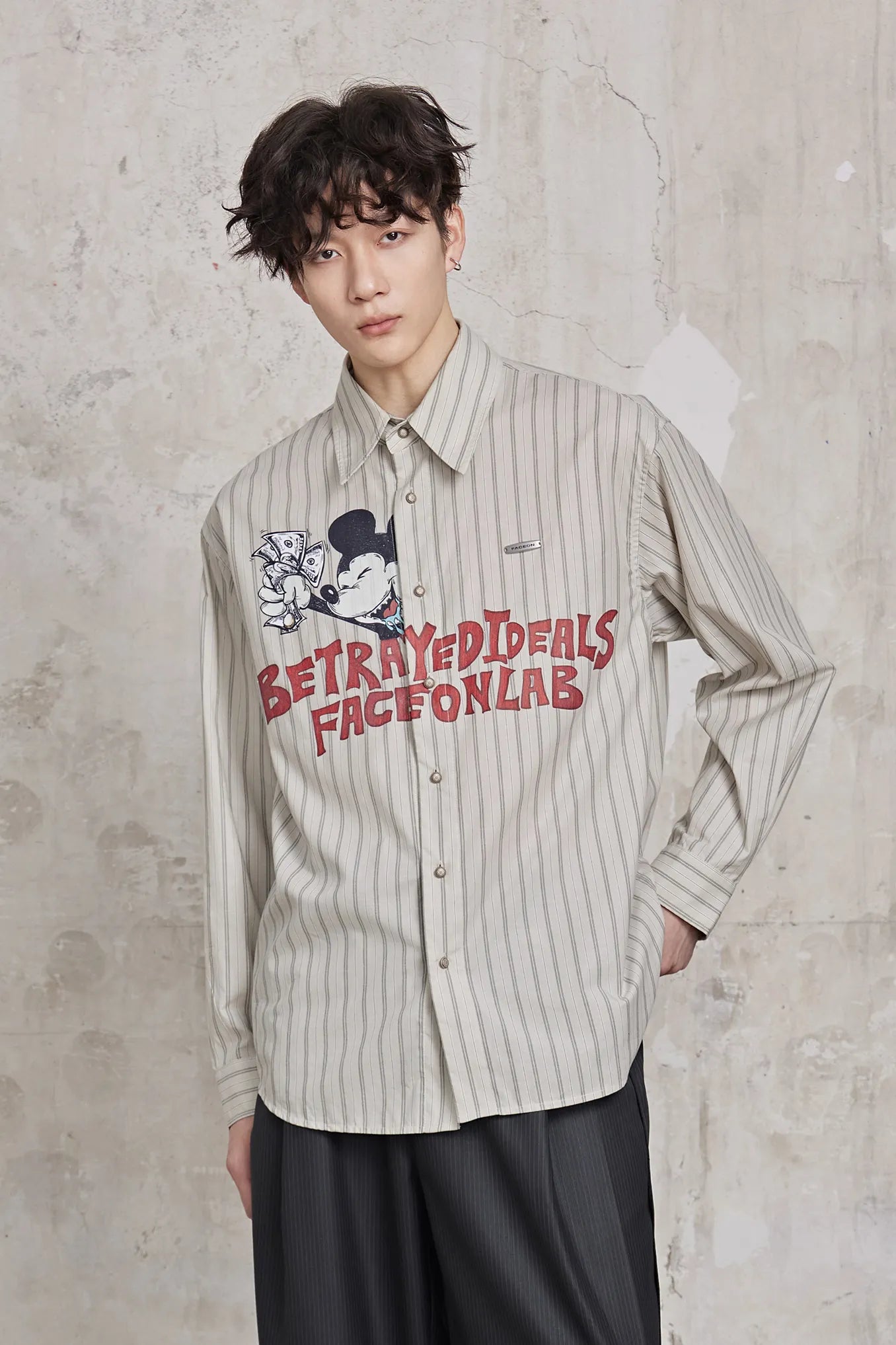 Betrayed Ideals Mickey Striped Shirt