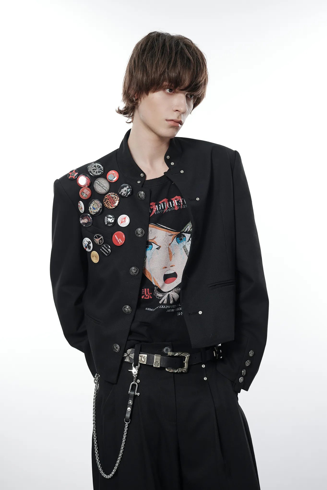 Cropped Punk Military Jacket