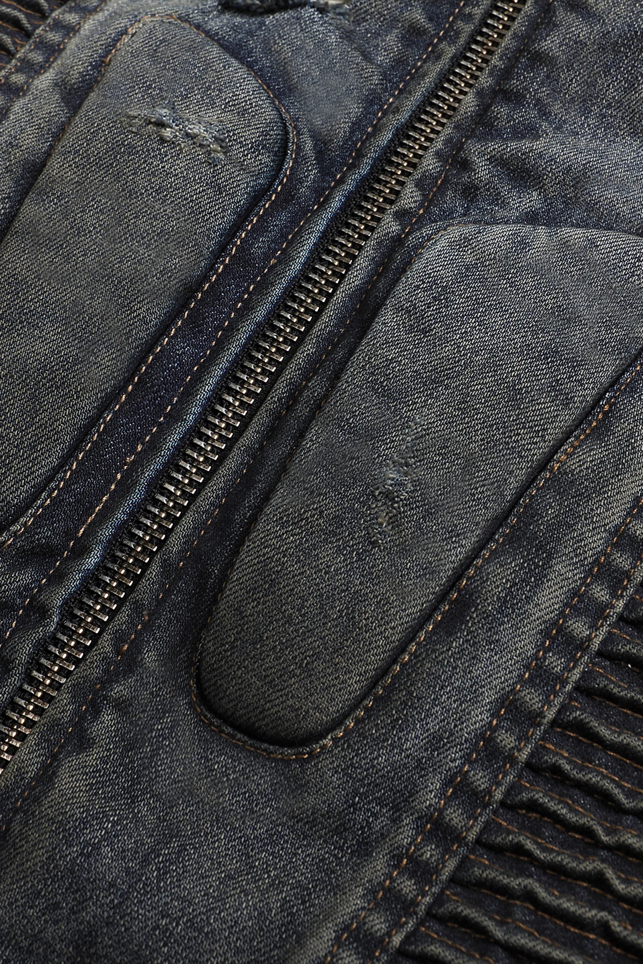 Dark Akira Distressed Denim Biker Jacket