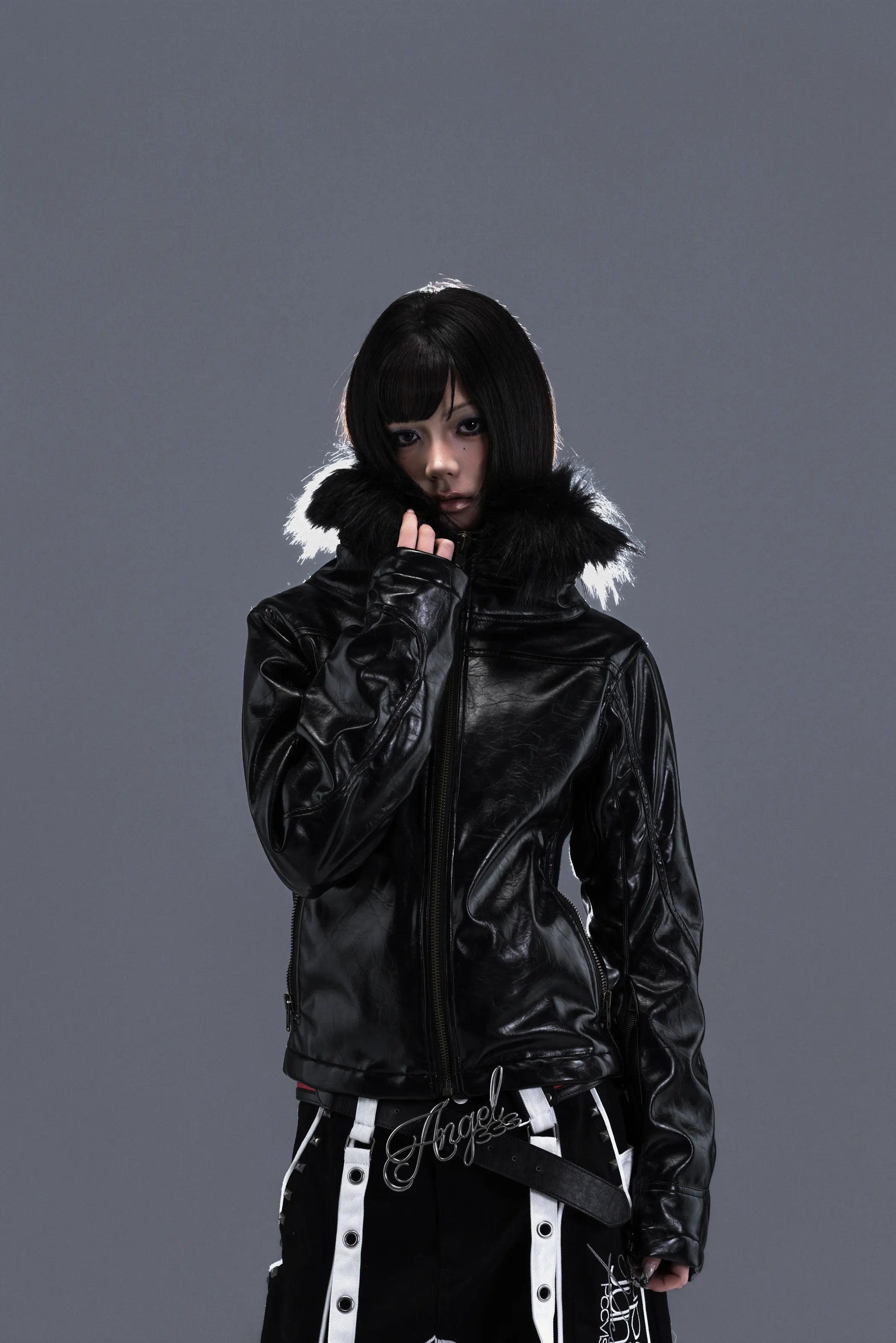 Angel333 Script Buckle Leather Belt