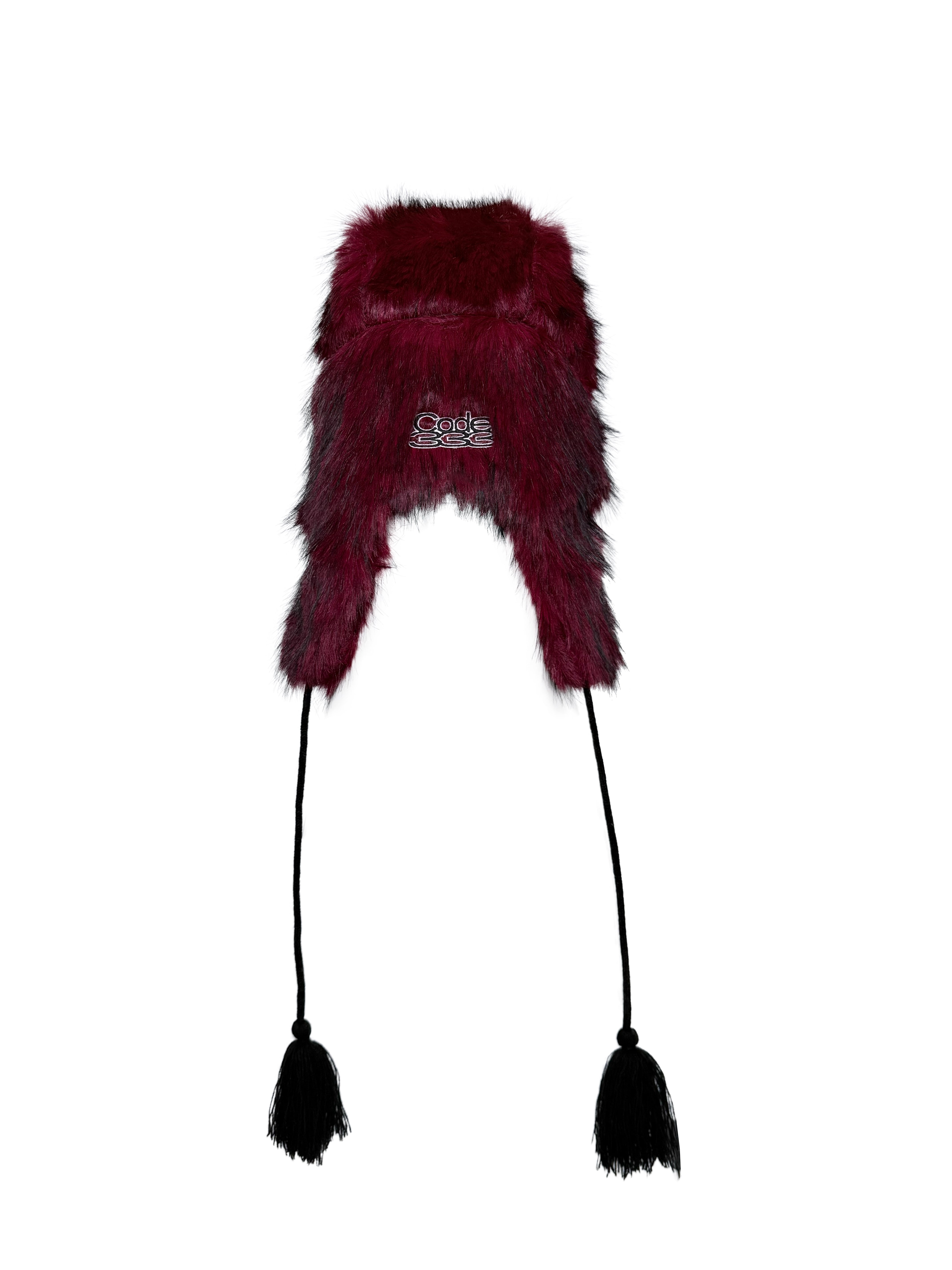 Red Faux Fur Trapper Hat With Tassels