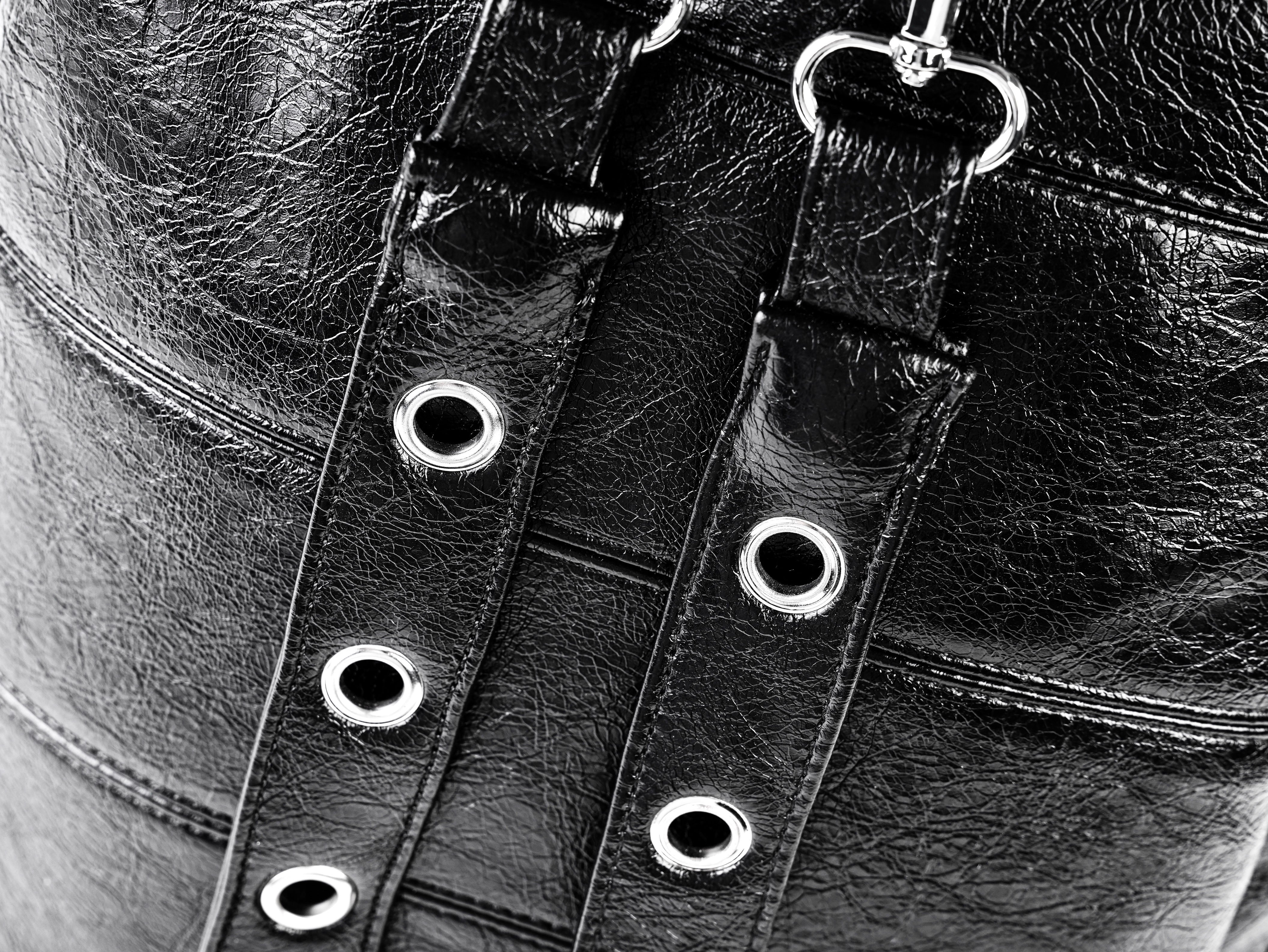 "✝" Cross-cracked leather backpack