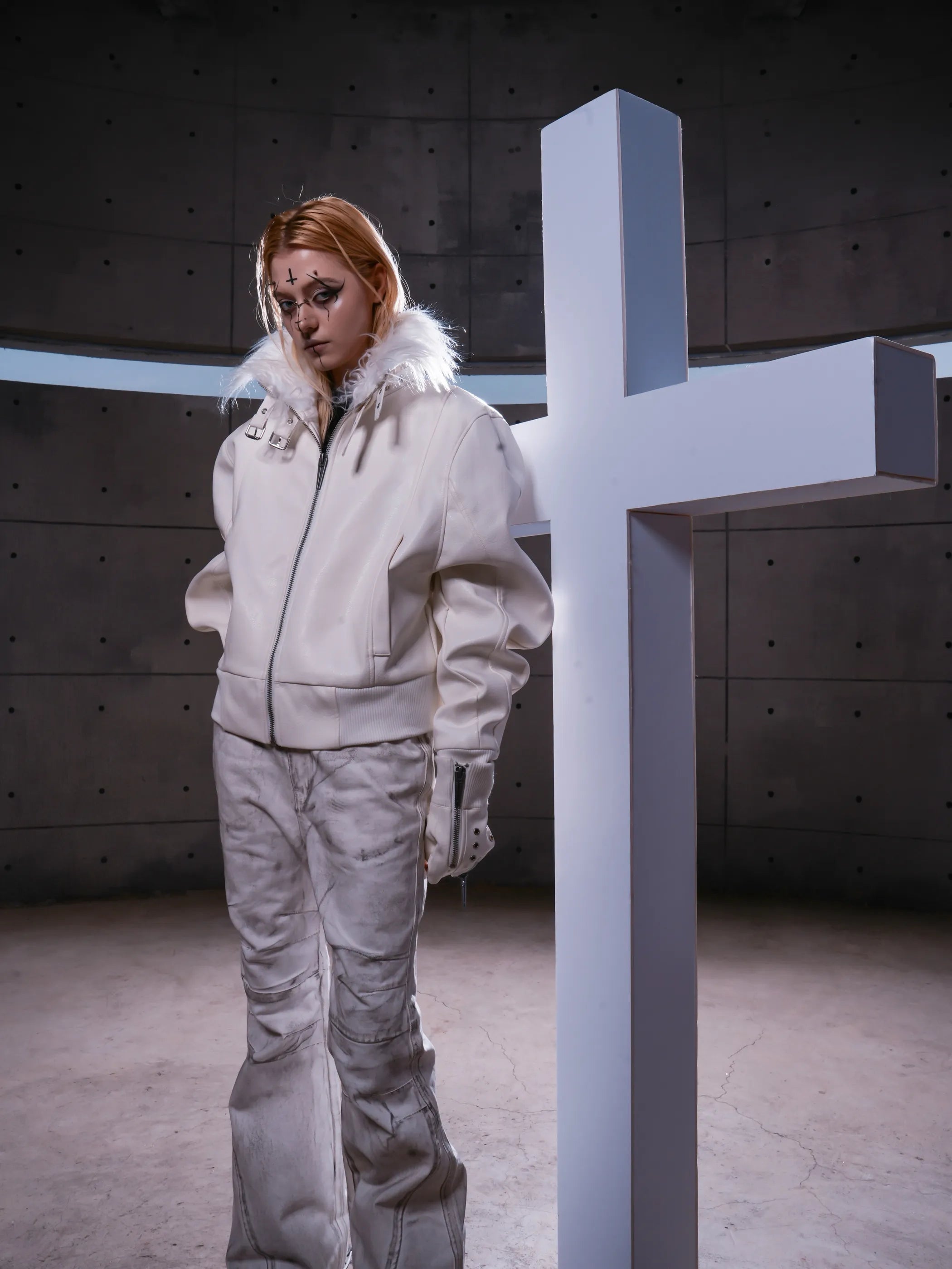 "DËV" Demon strap leather jacket