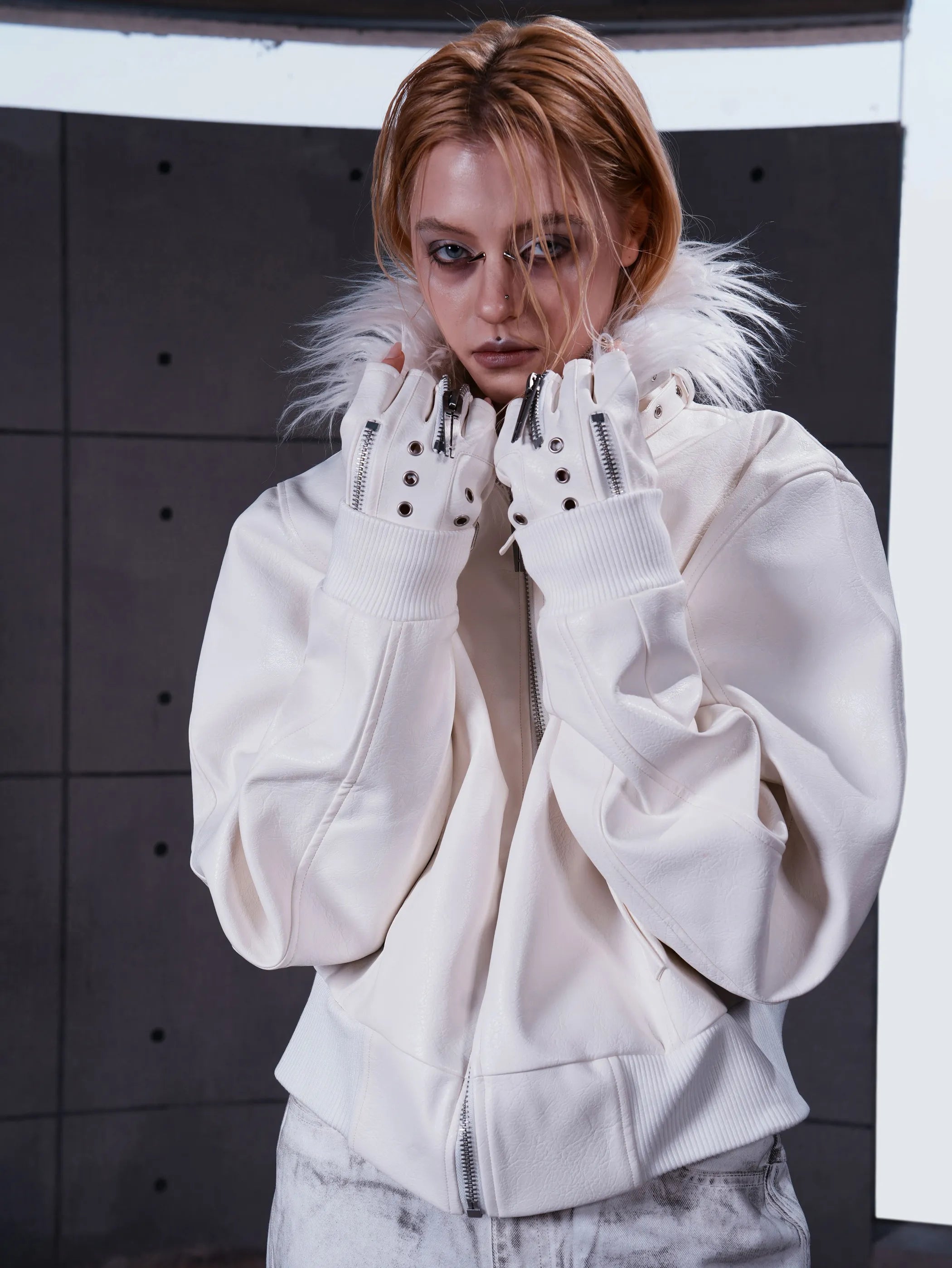 "DËV" Demon strap leather jacket