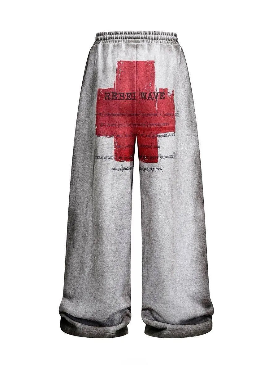 "✝" Distressed reversible sweatpants