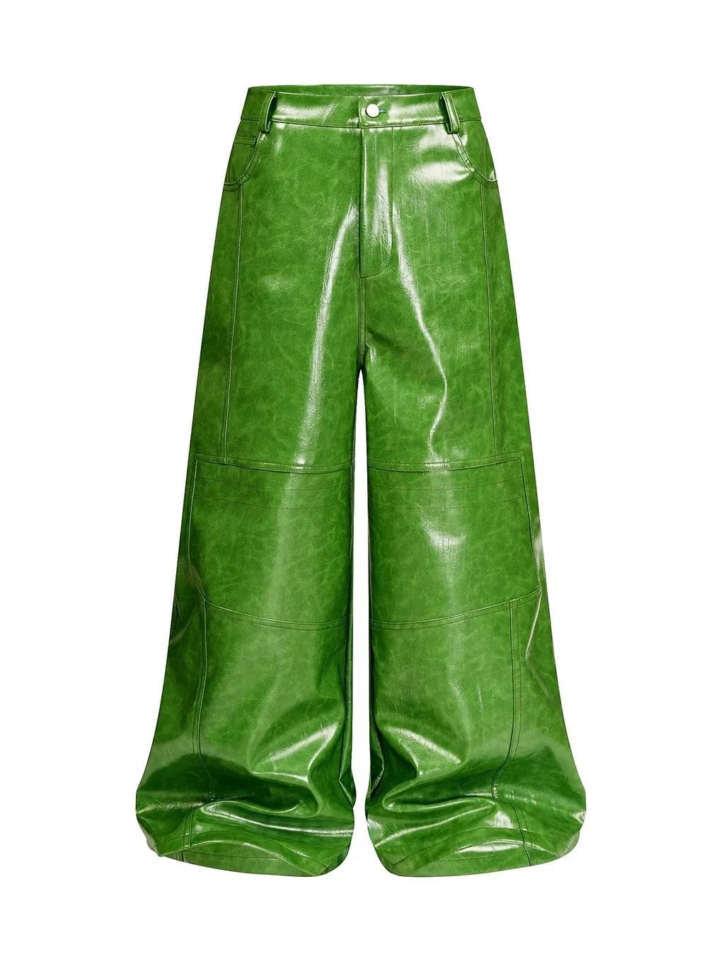 Liquid leather baggy pants