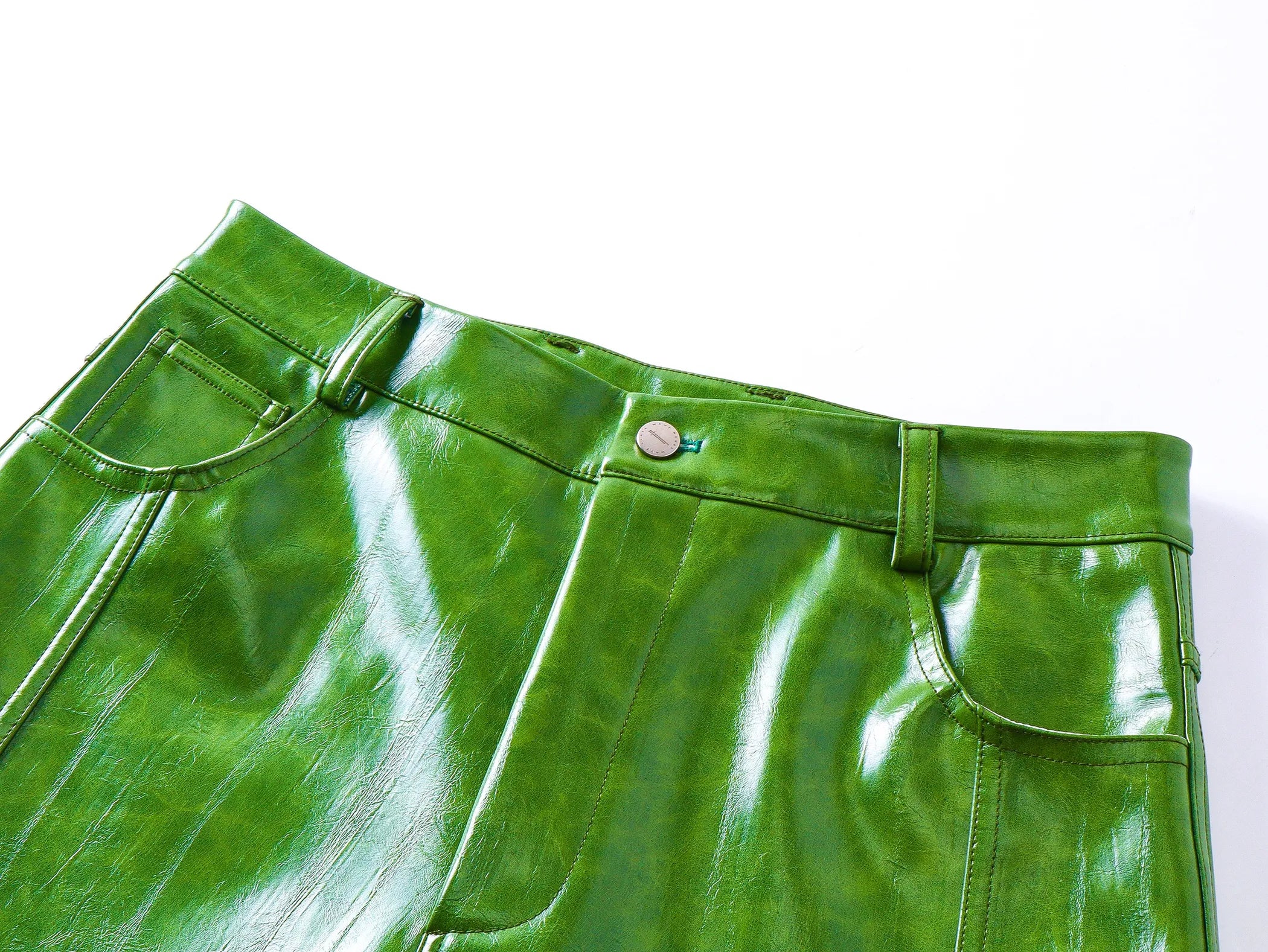 Liquid leather baggy pants