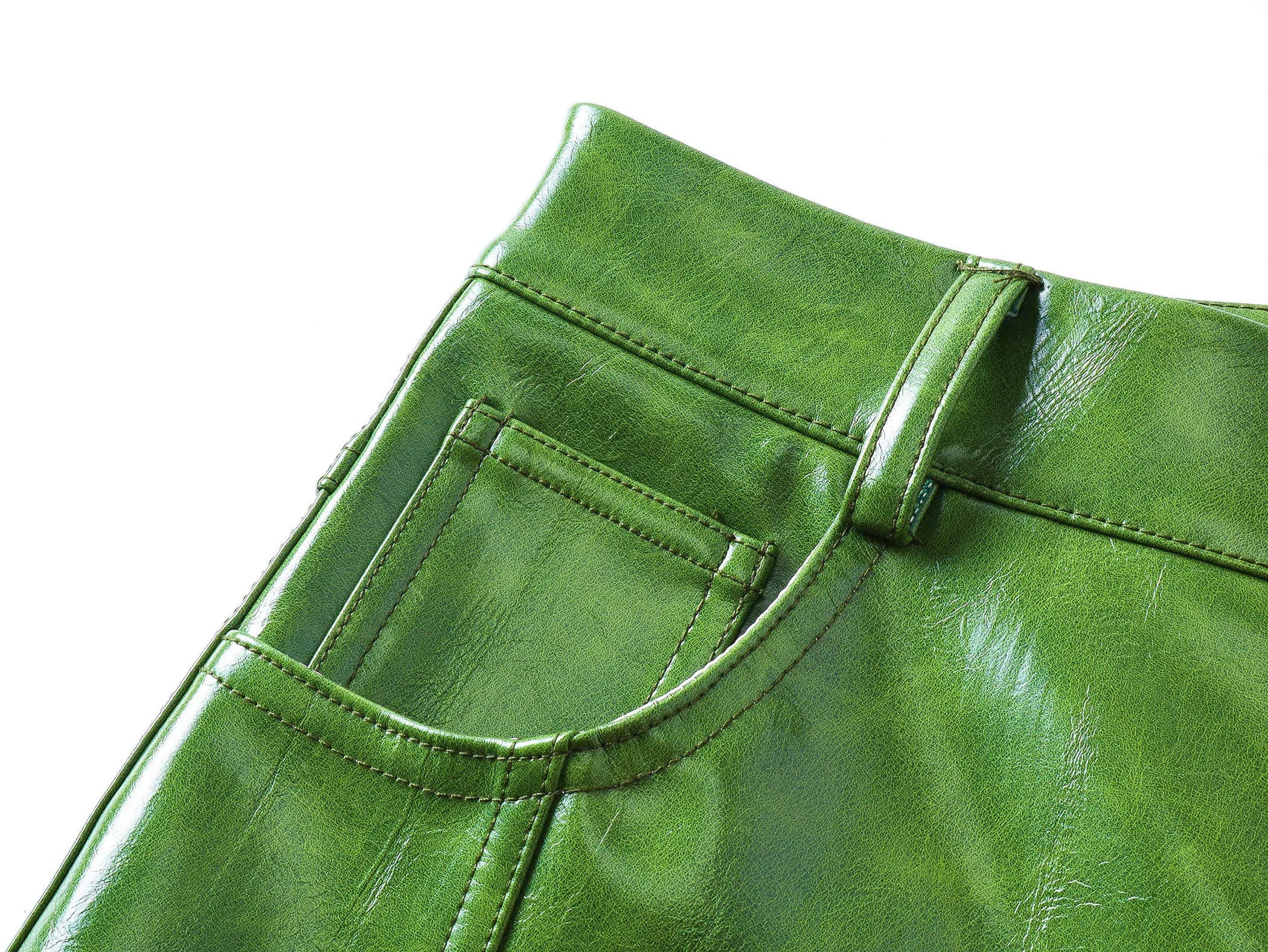 Liquid leather baggy pants