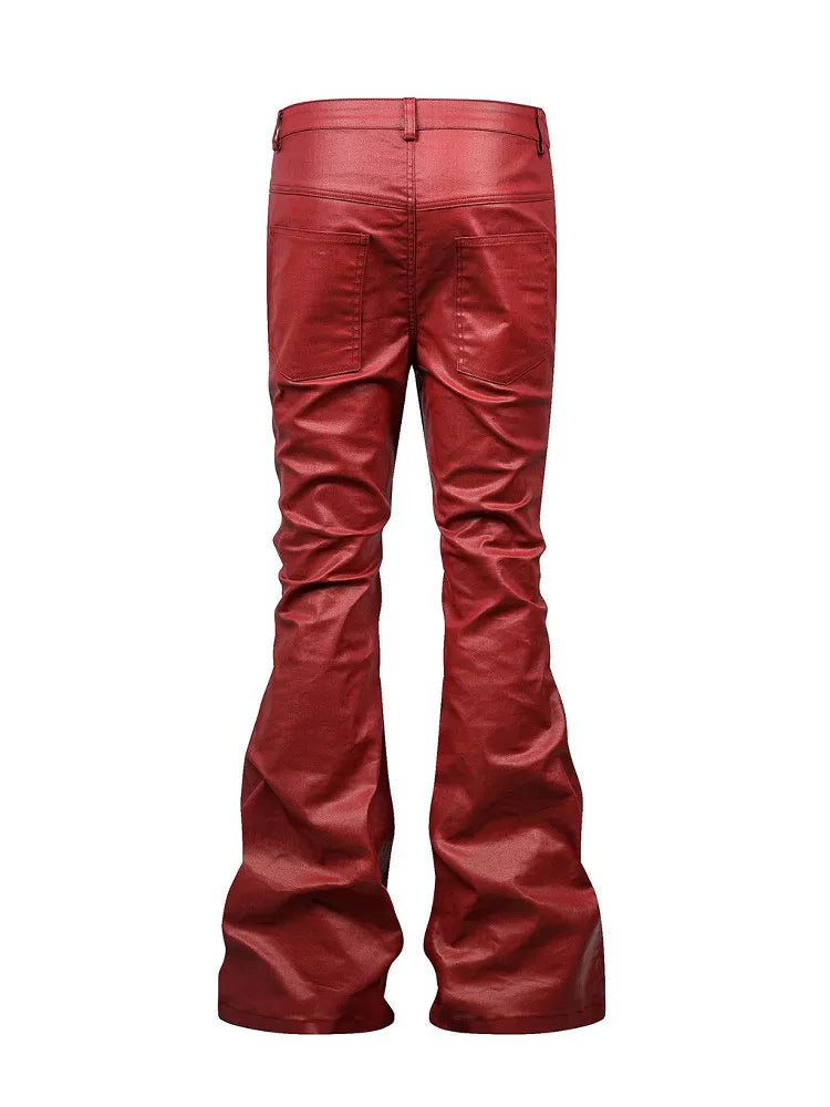 Liquid metal red coated wax pants