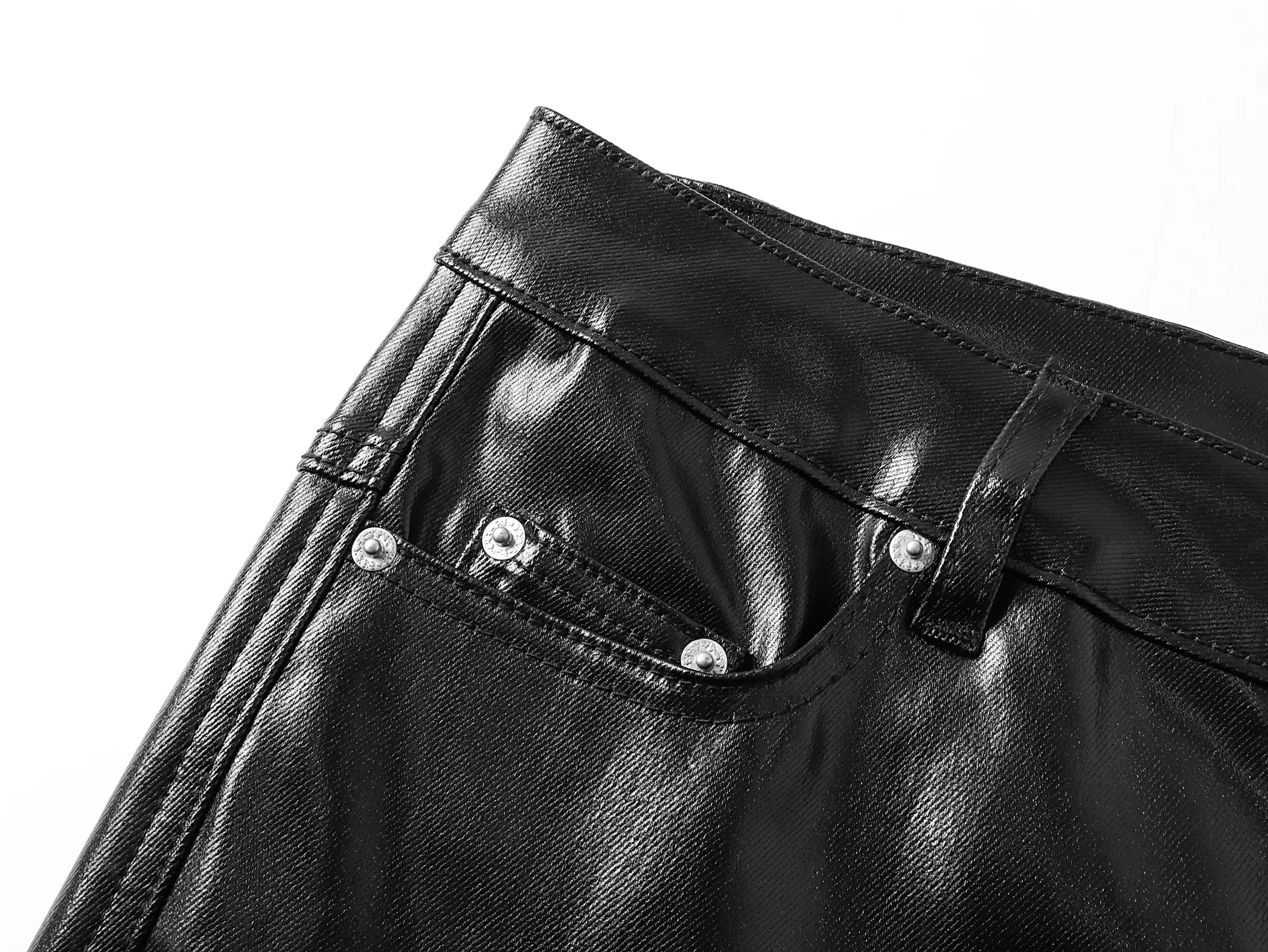 "RЖЯ" Liquid metal zip wax pants