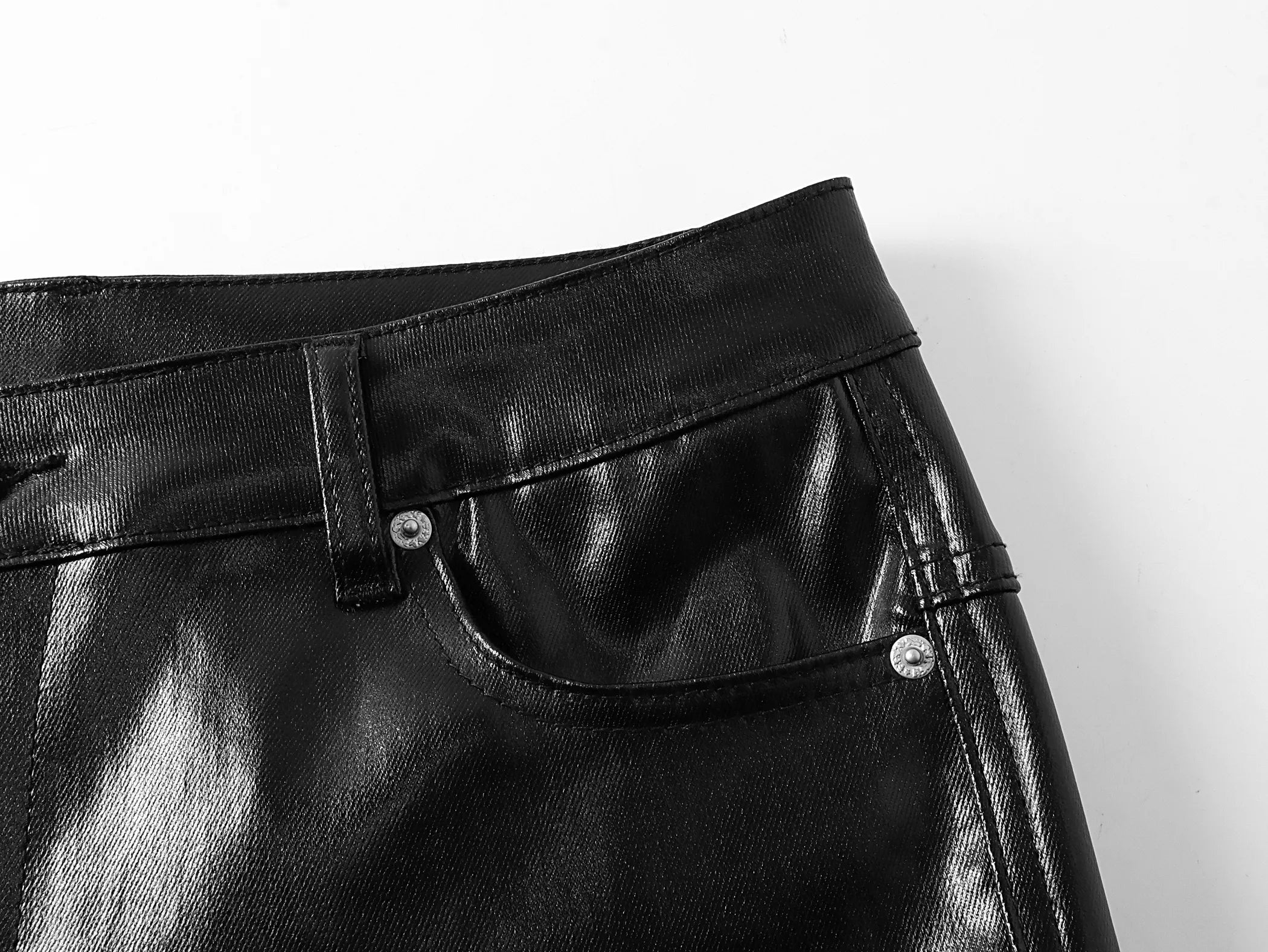 "RЖЯ" Liquid metal zip wax pants