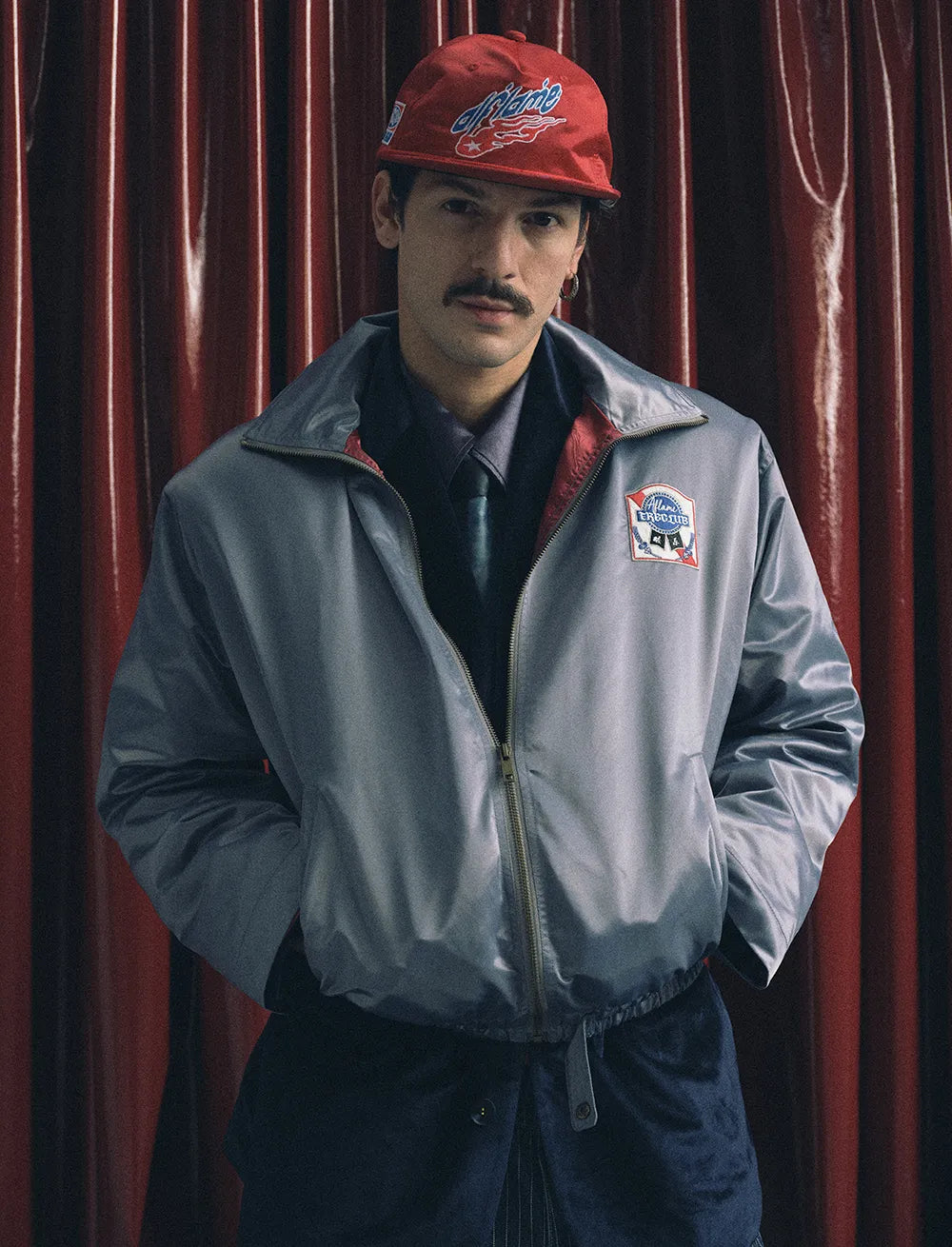 AFLAME Embroidered nylon lapel jacket