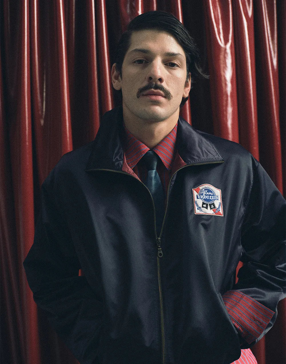 AFLAME Embroidered nylon lapel jacket