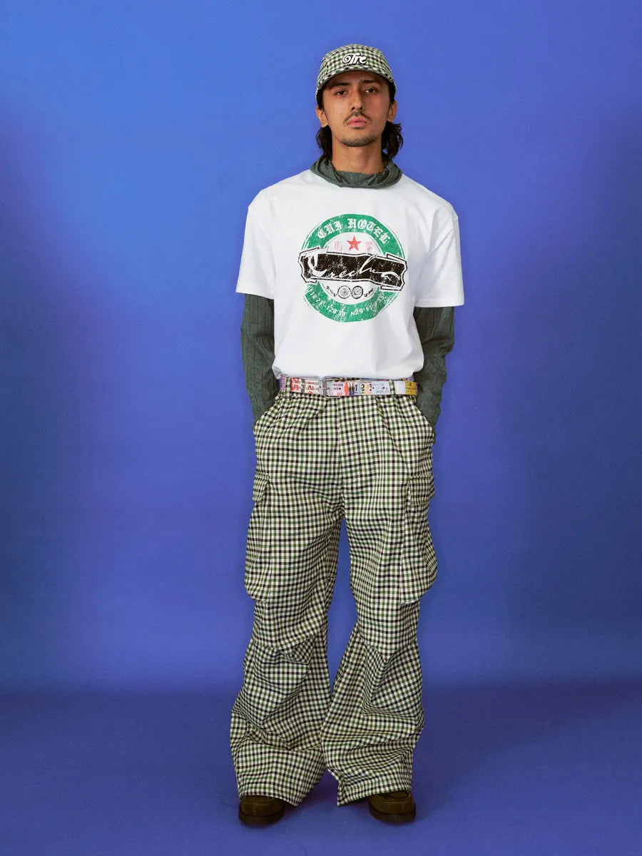 CUI HOTEL green plaid cargo pants