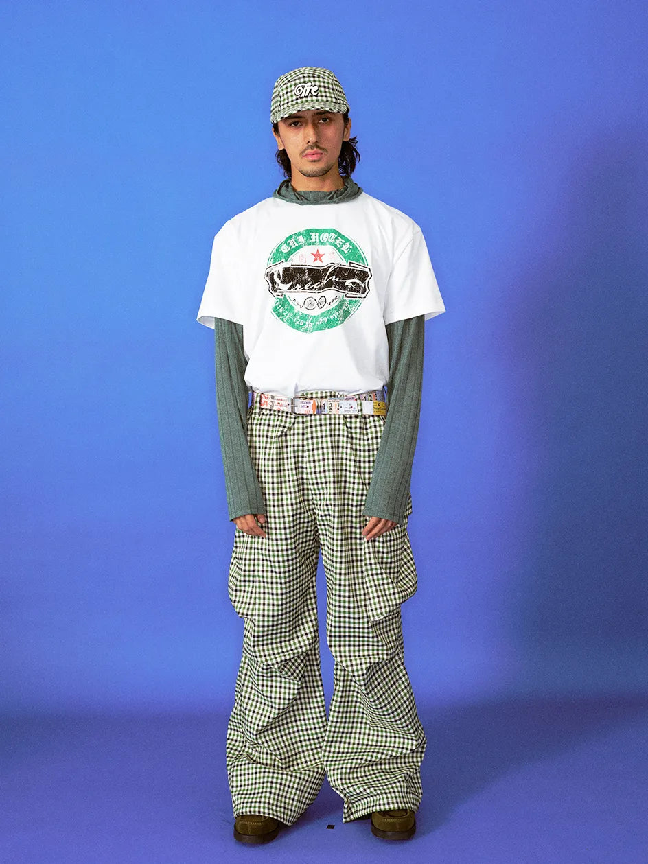 CUI HOTEL green plaid cargo pants