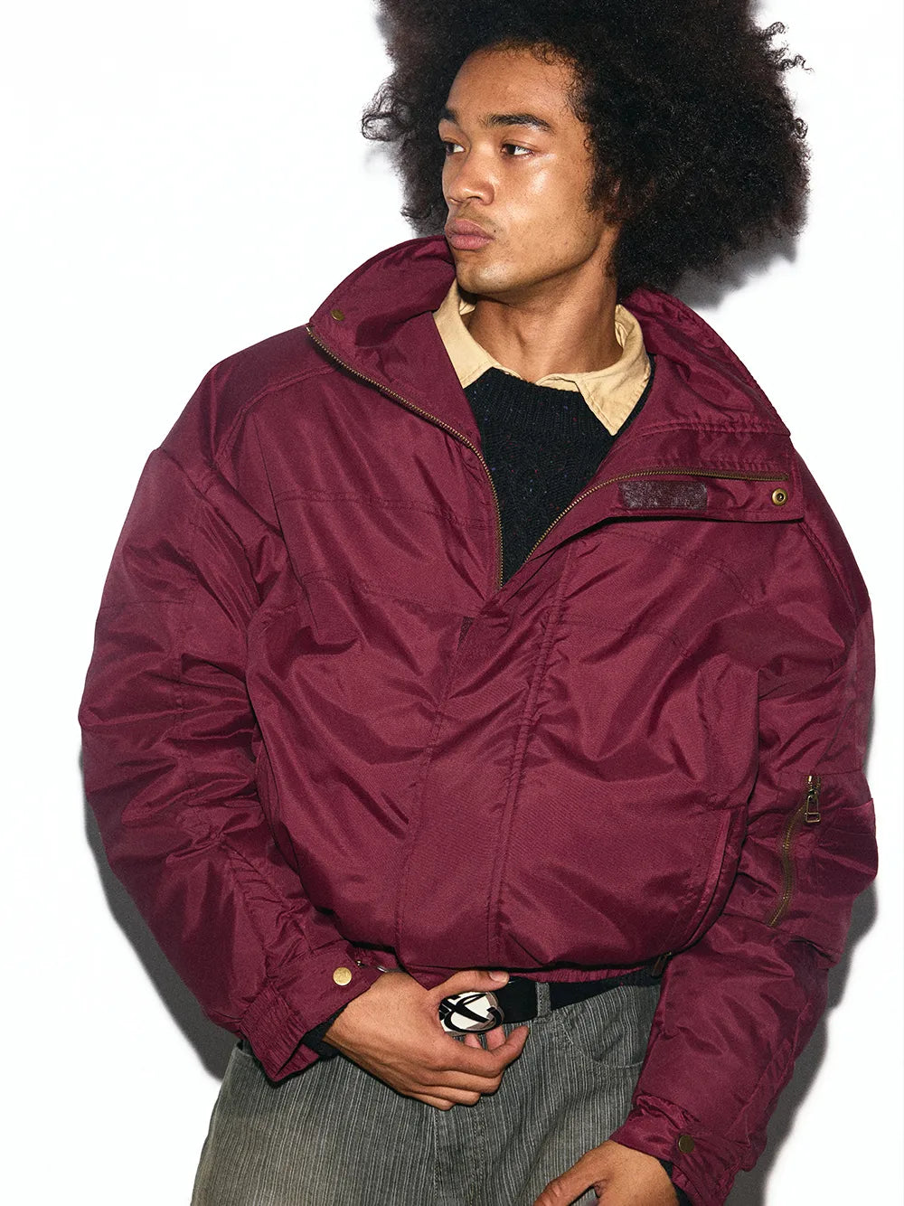 Mercerized nylon "Police uniform" down jacket