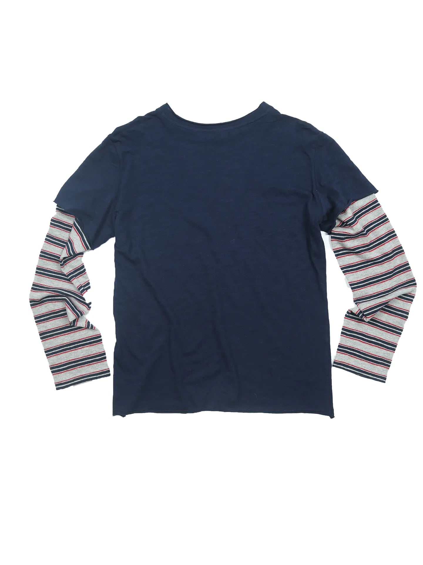 Striped Fake Two-Piece Long Sleeve