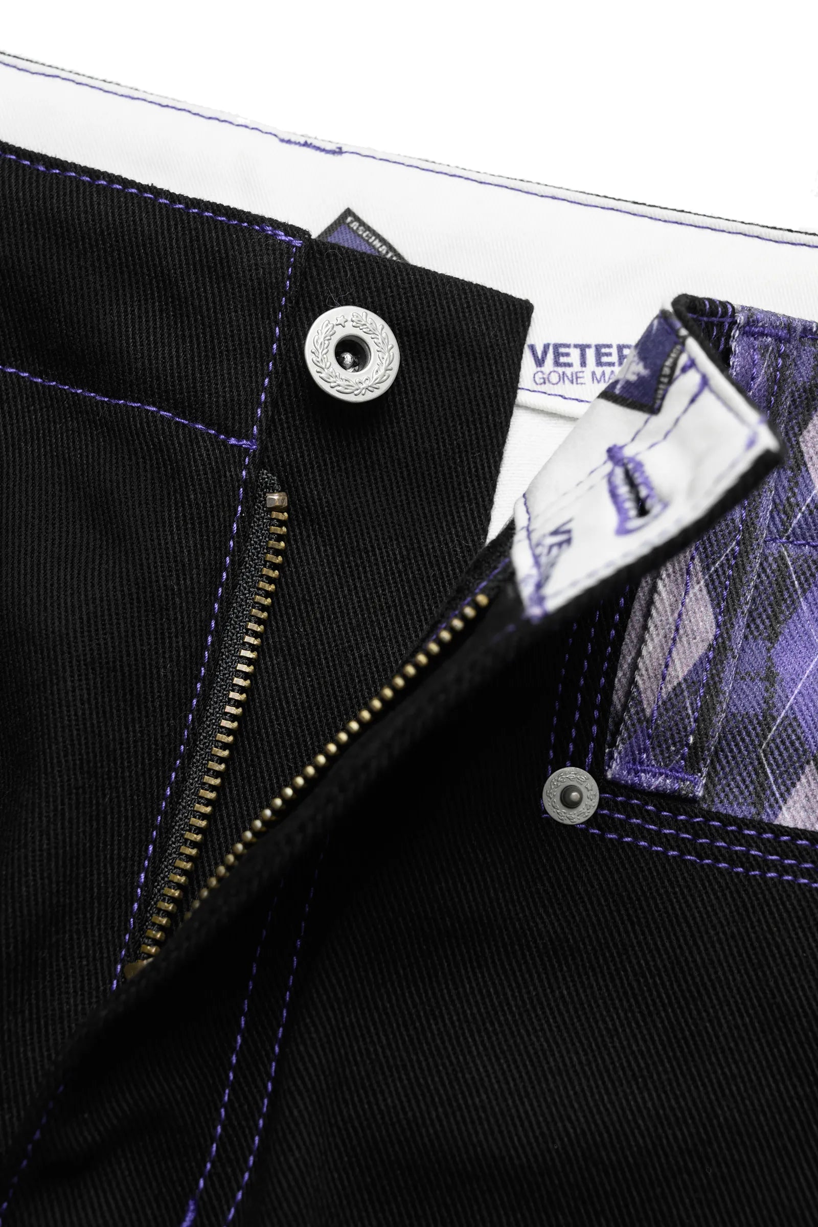 Purple diamond-grid jeans