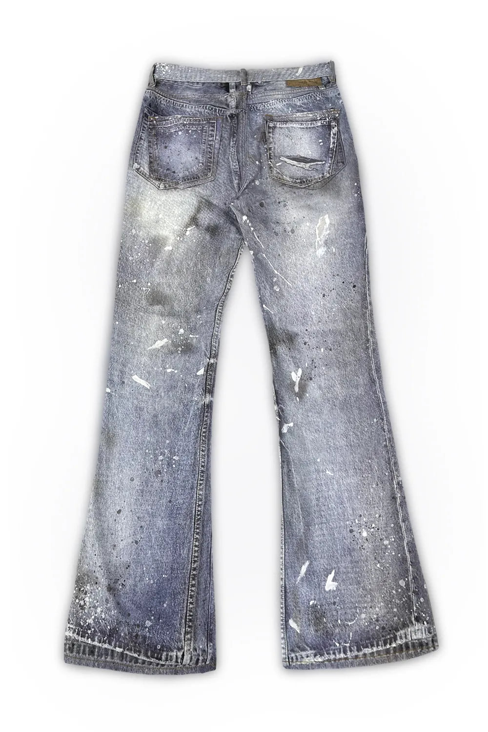 Ice Blue Stain Flared Denim Jeans