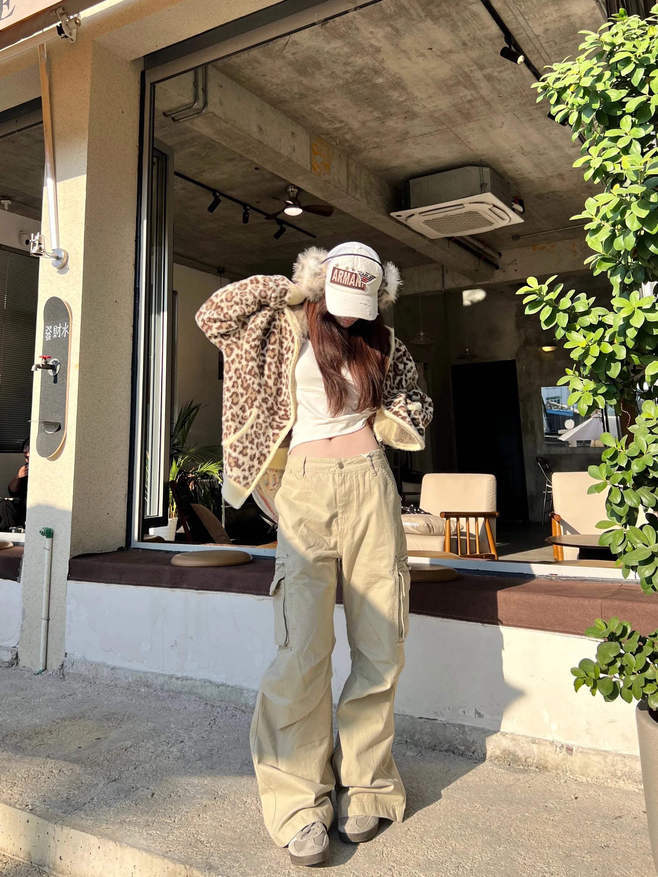 Leopard Jacquard Plush Zip Hoodie