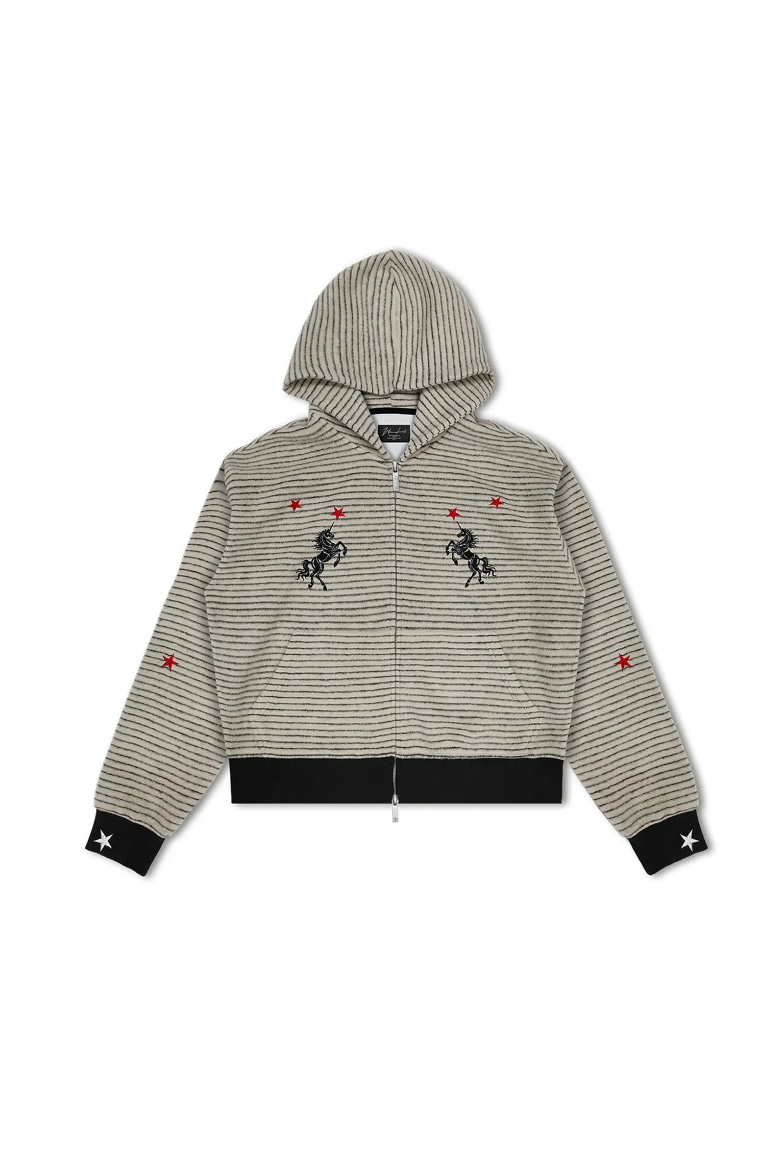 Red Star Unicorn Striped Zip Hoodie