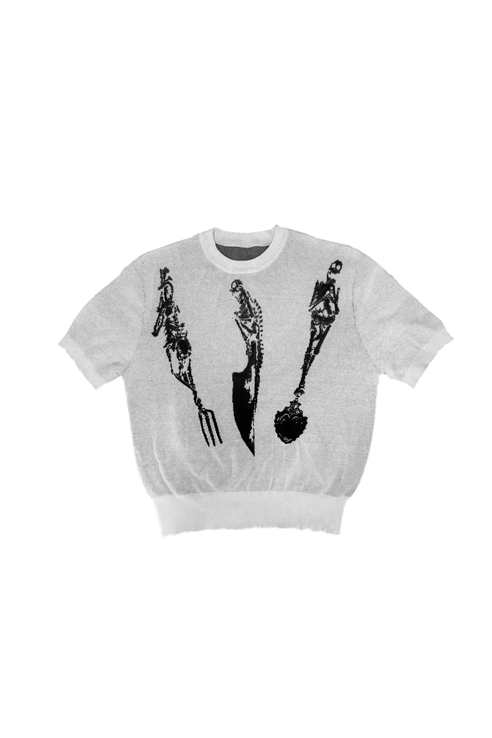 Skull Silverware Jacquard Knit Tee