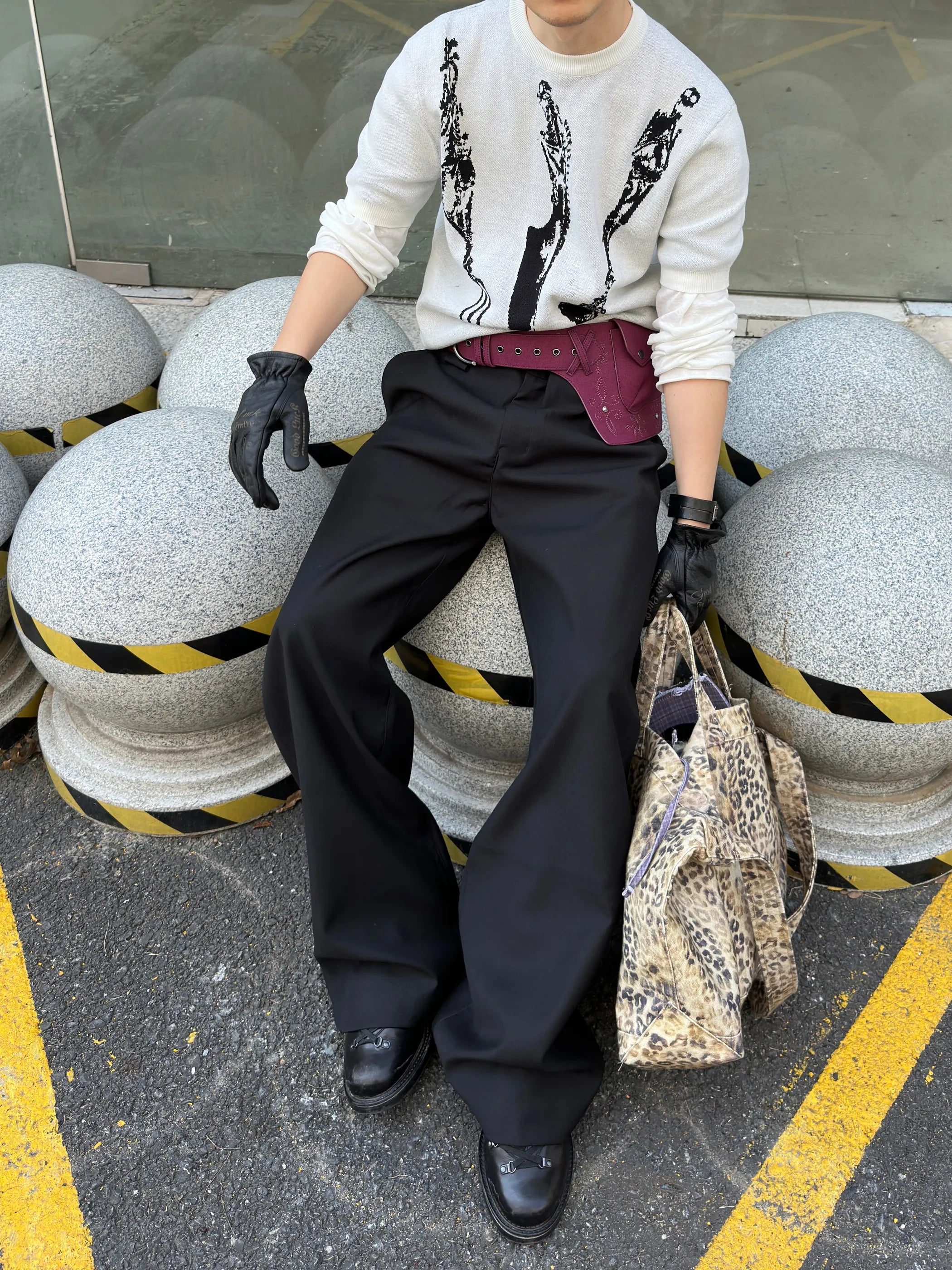 Skull Silverware Jacquard Knit Tee