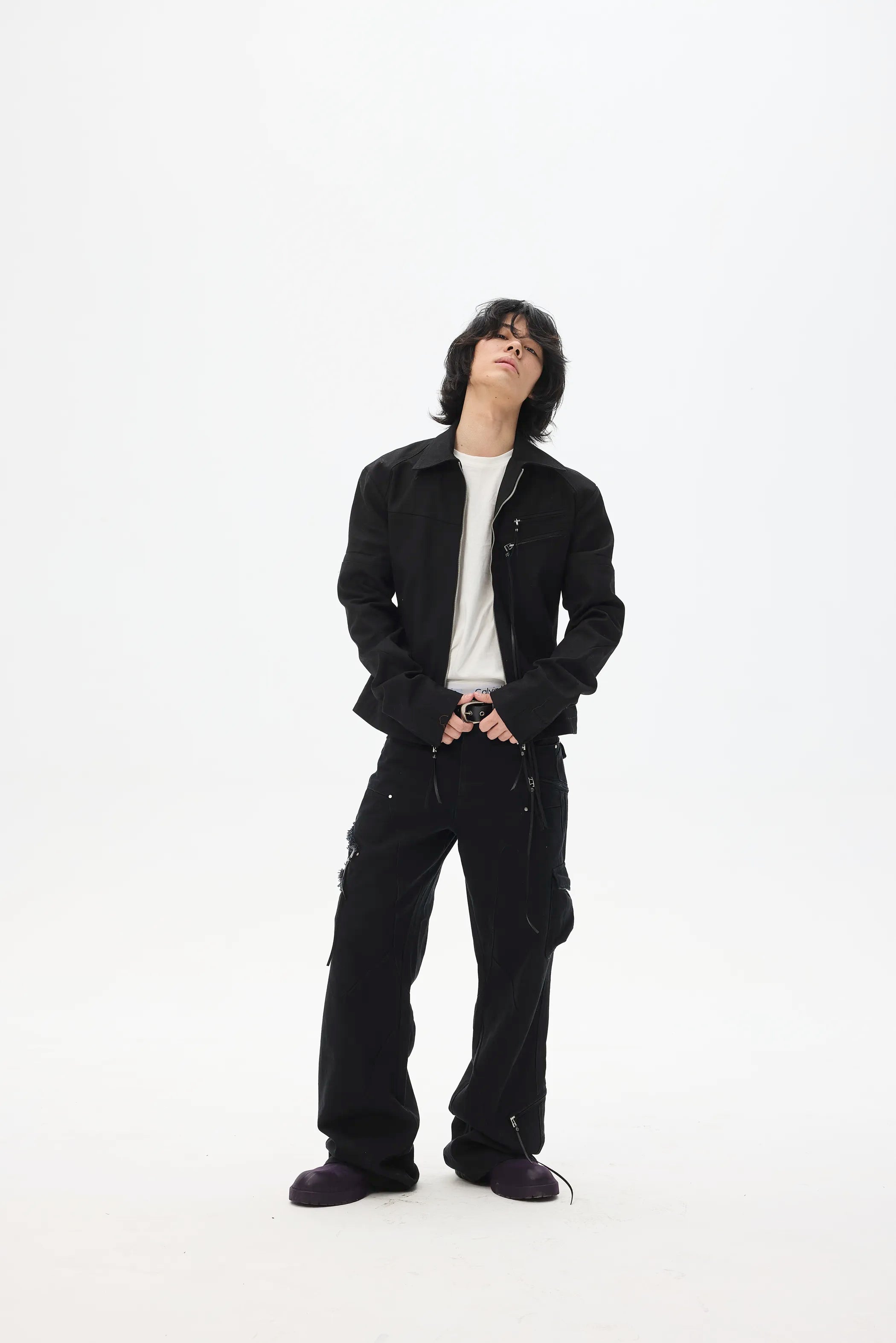 Custom Leather-Lace Zip Jacket