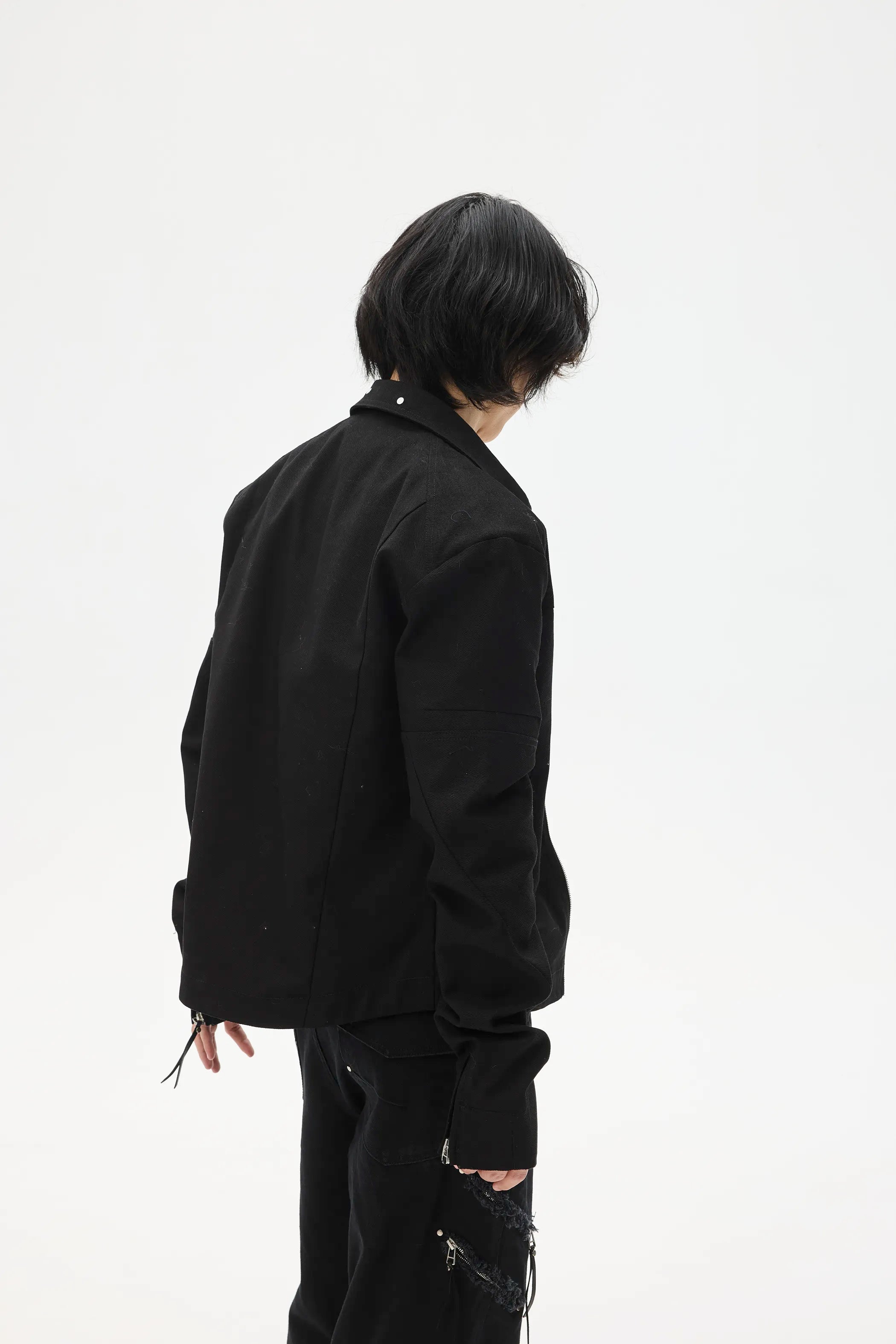 Custom Leather-Lace Zip Jacket