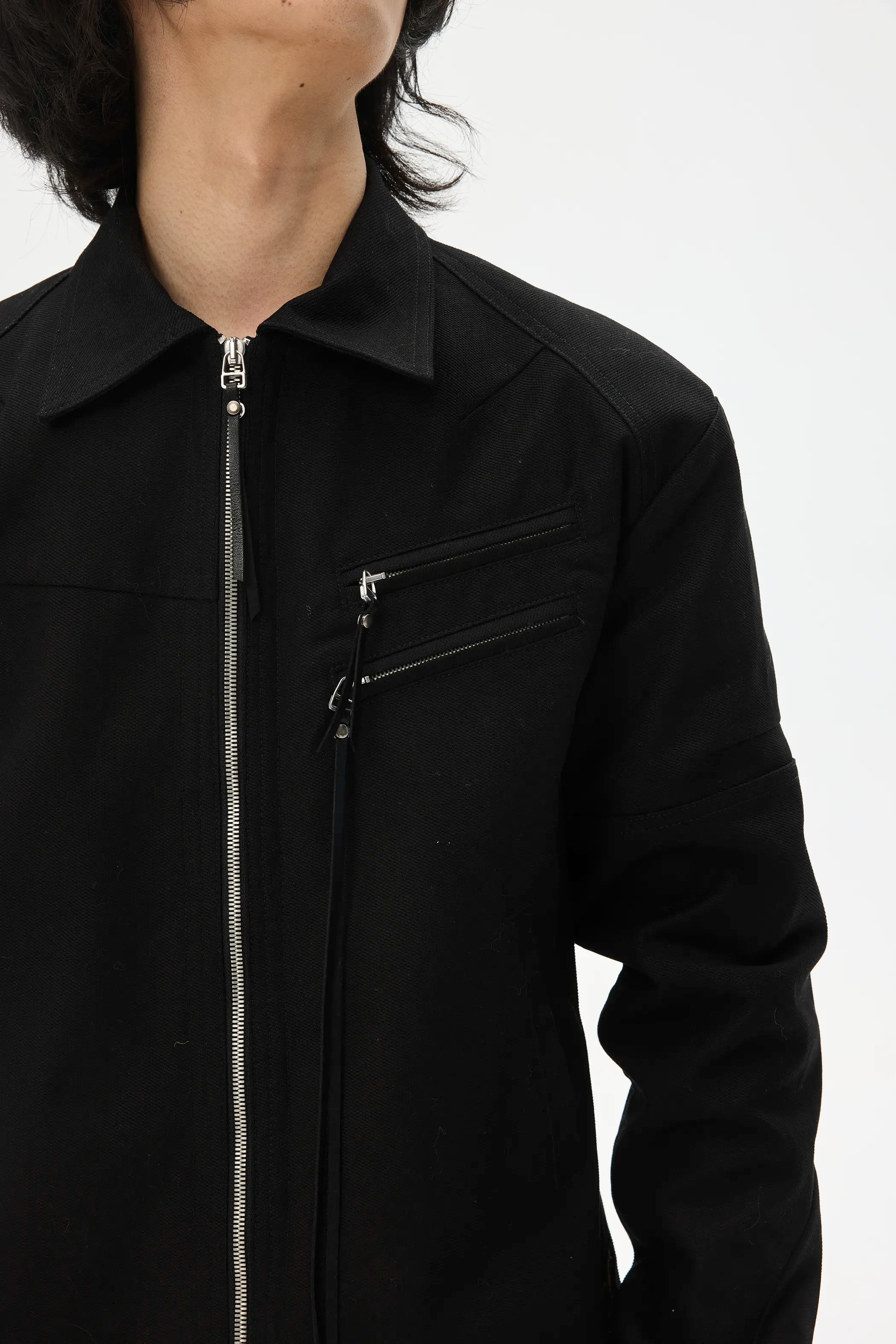 Custom Leather-Lace Zip Jacket