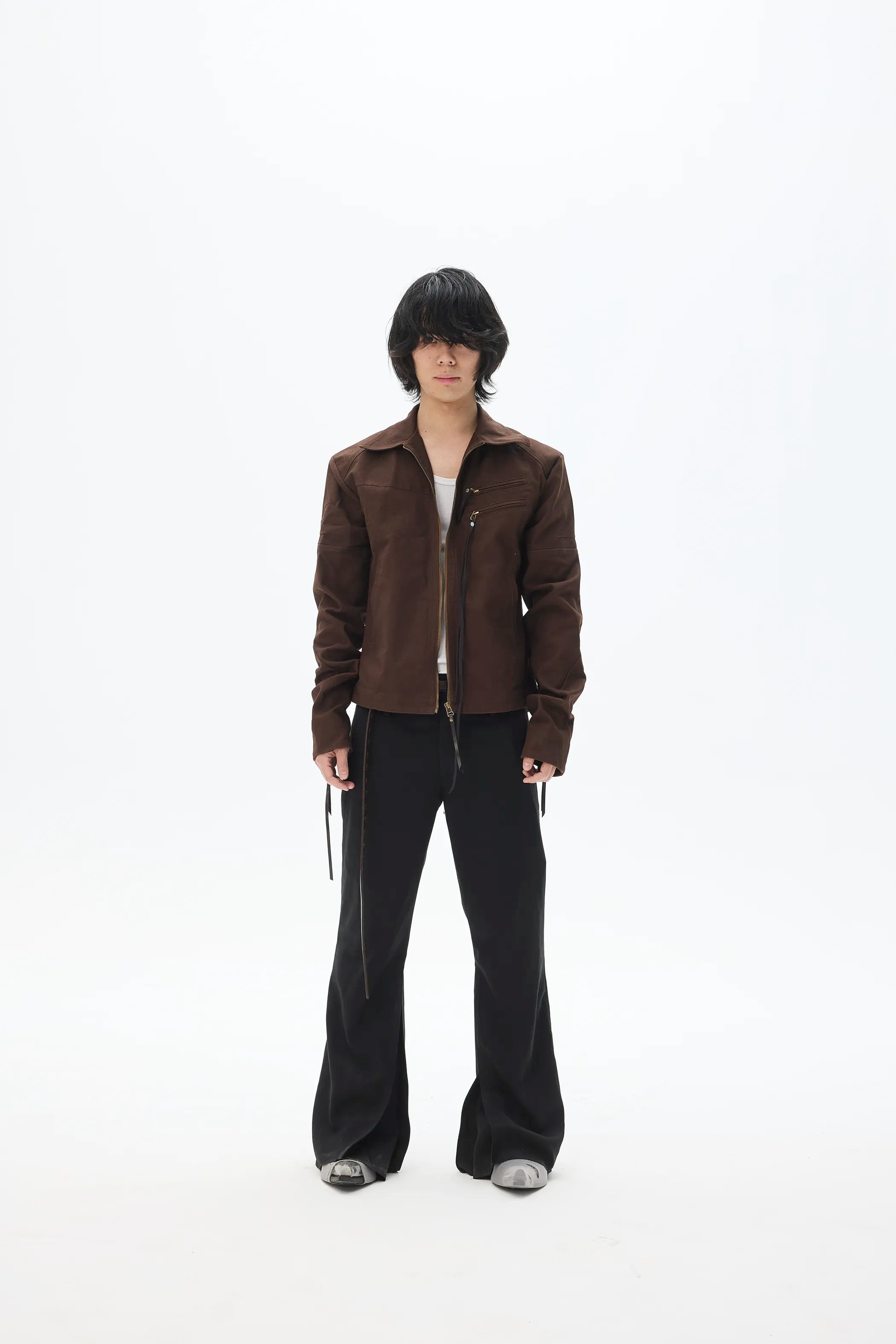 Custom Leather-Lace Zip Jacket