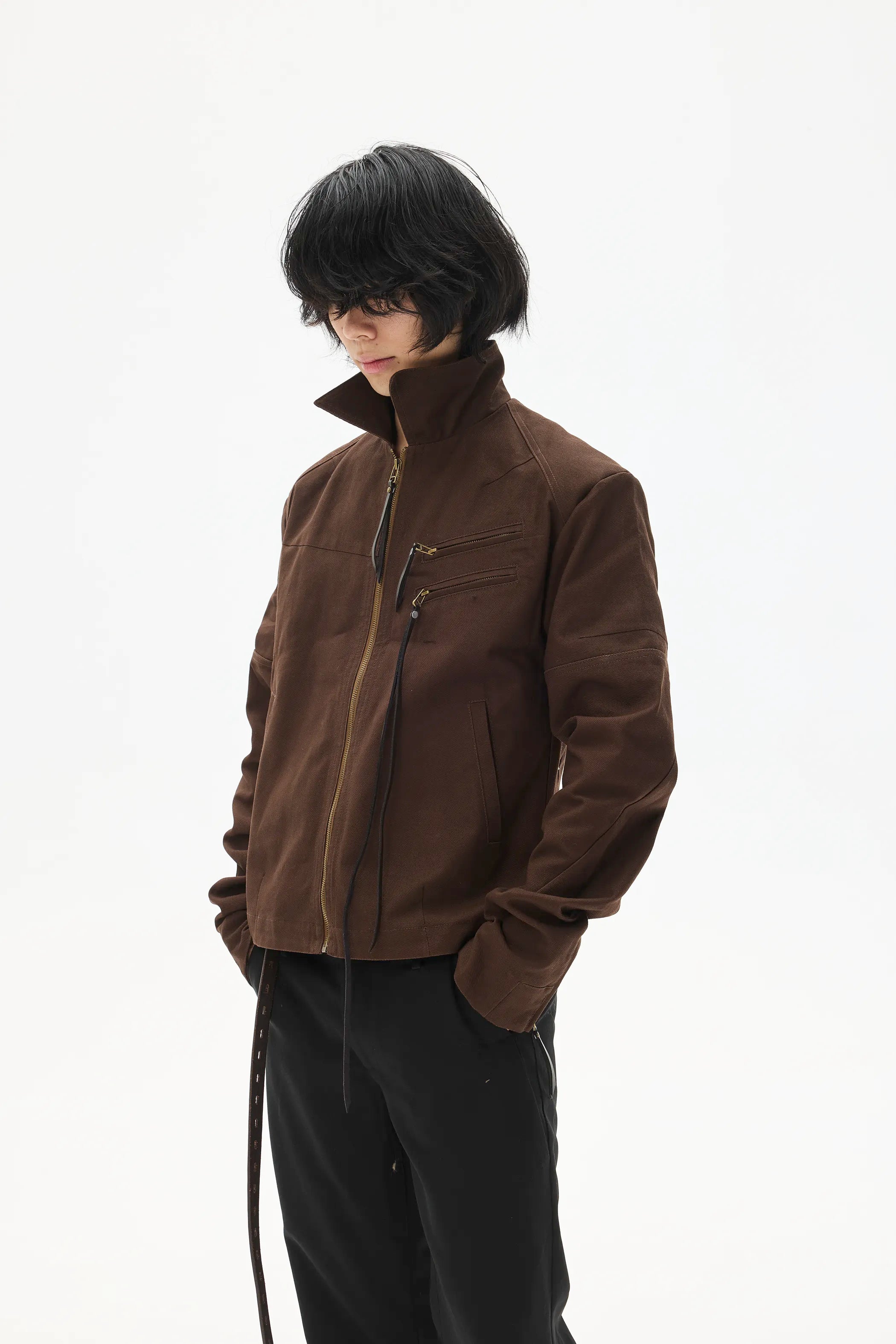 Custom Leather-Lace Zip Jacket