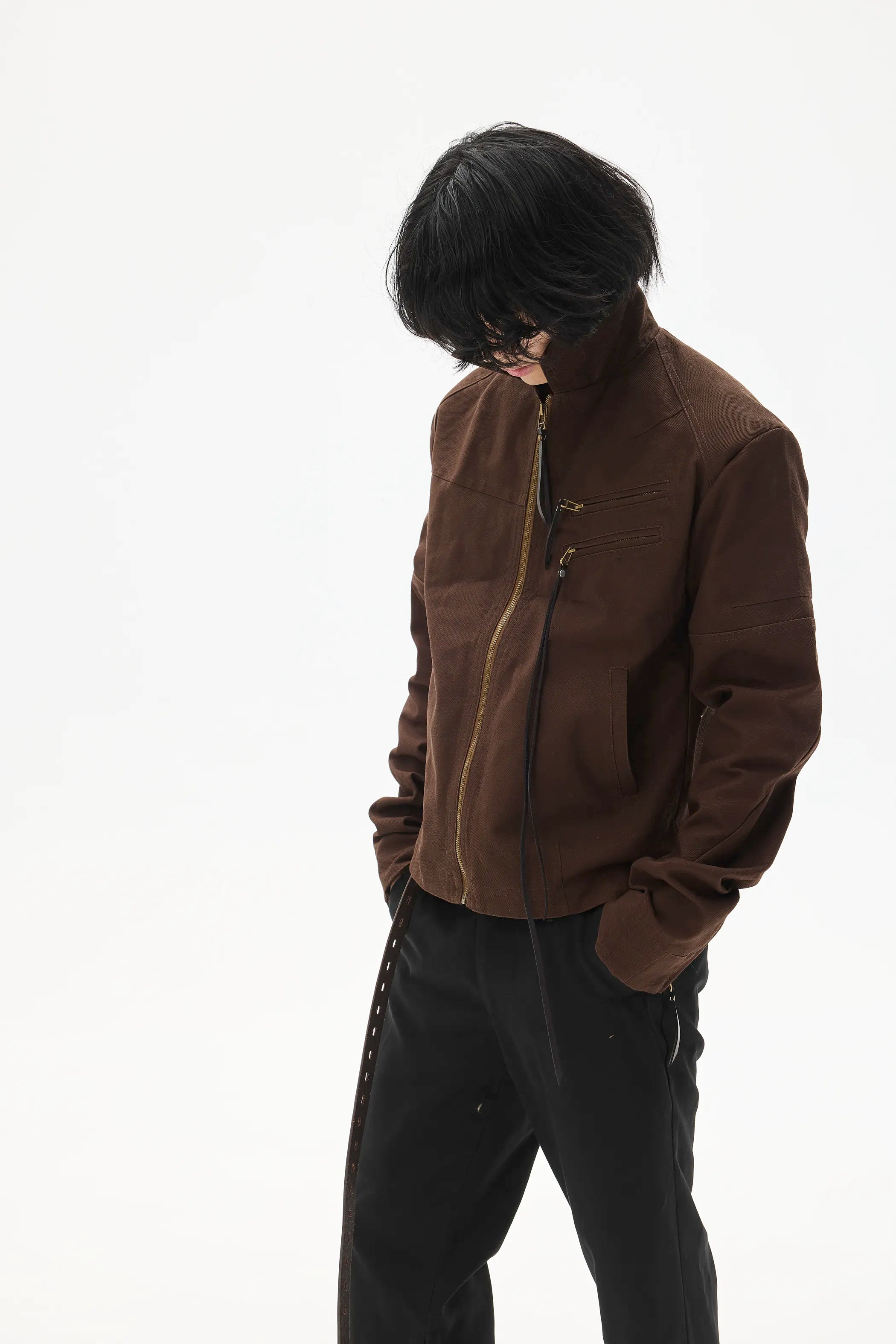 Custom Leather-Lace Zip Jacket