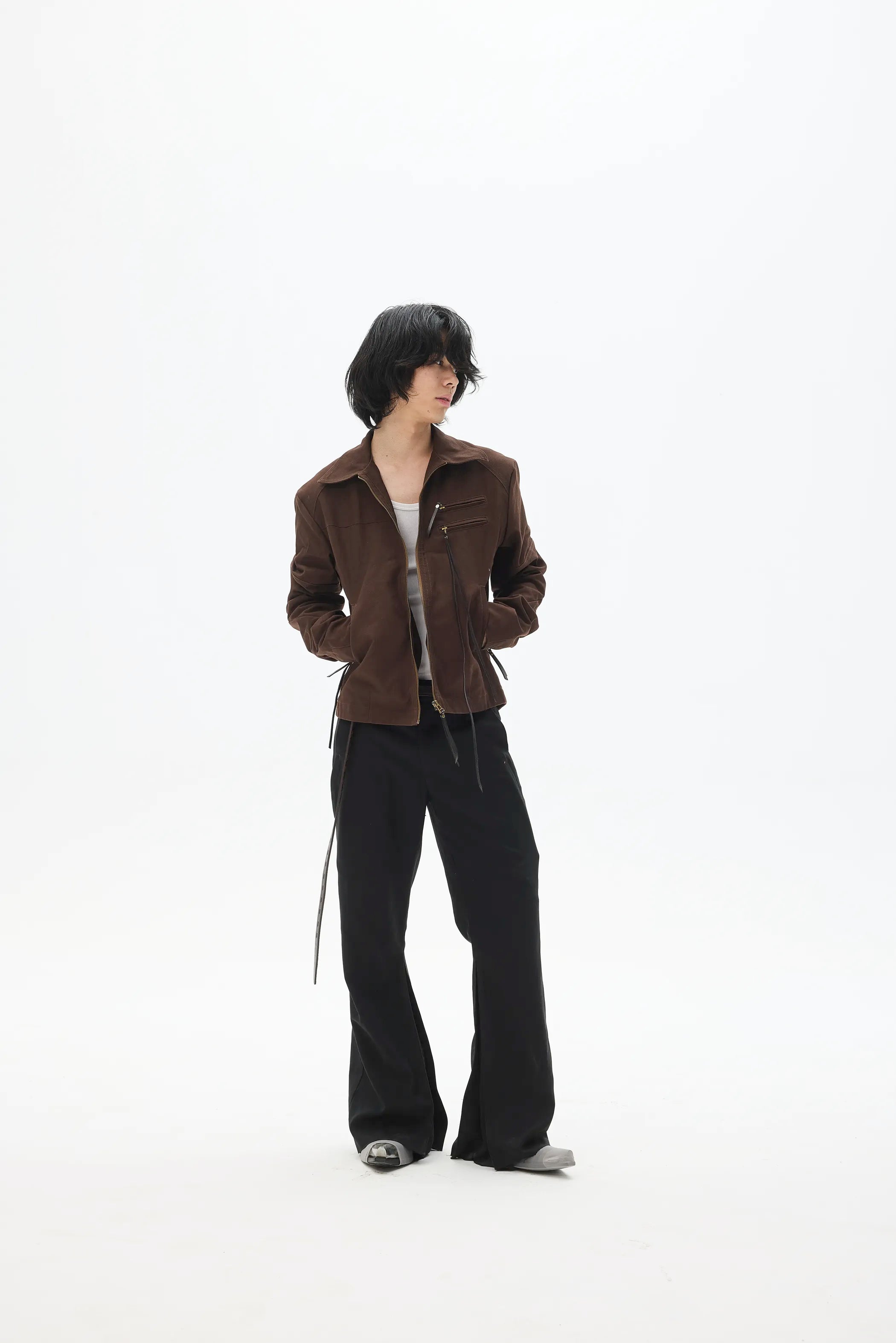 Custom Leather-Lace Zip Jacket
