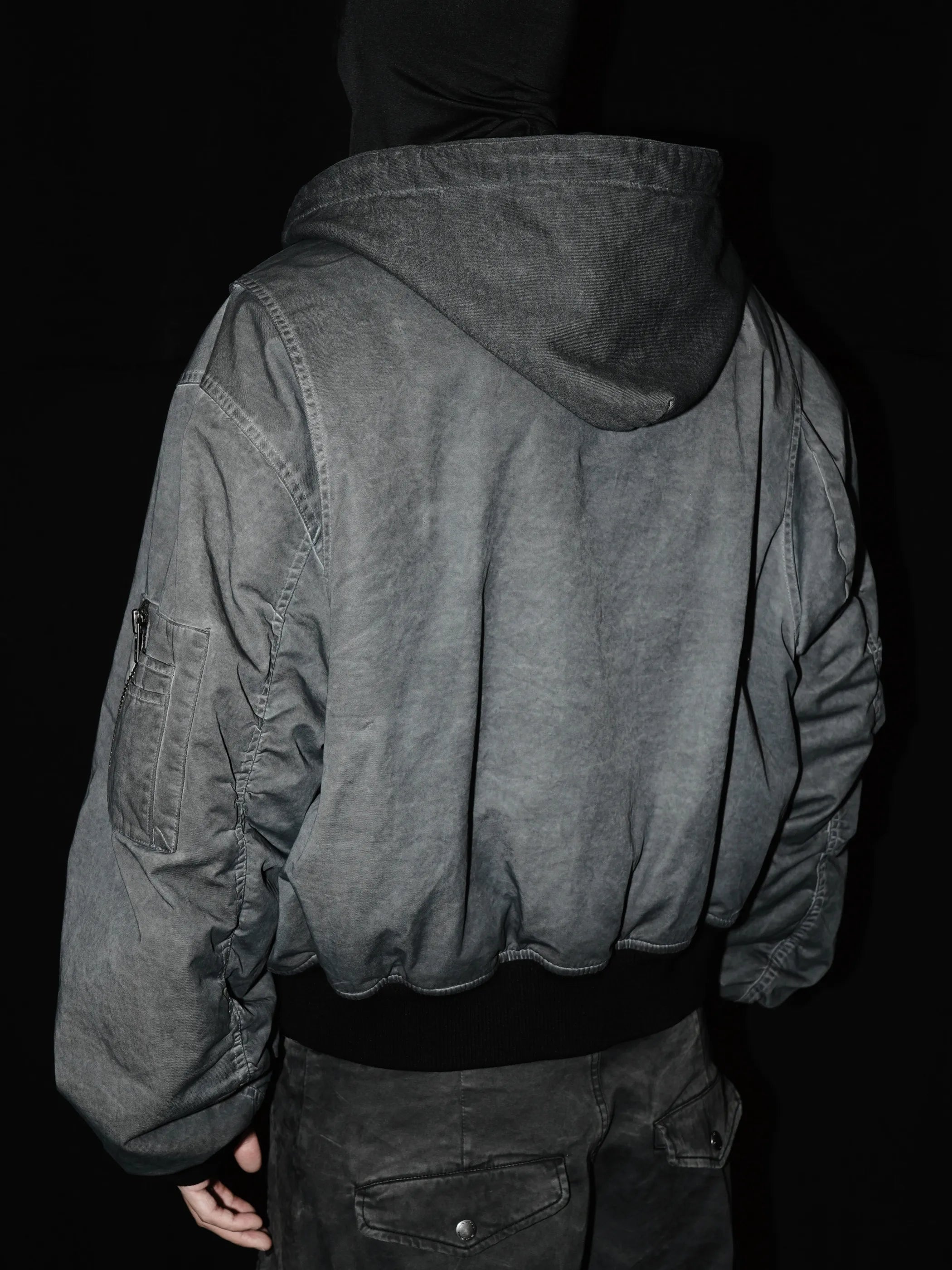 Distressed MA-1 bomber flight jacket