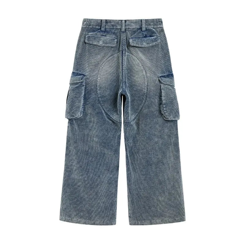 Distressed corduroy cargo work pants