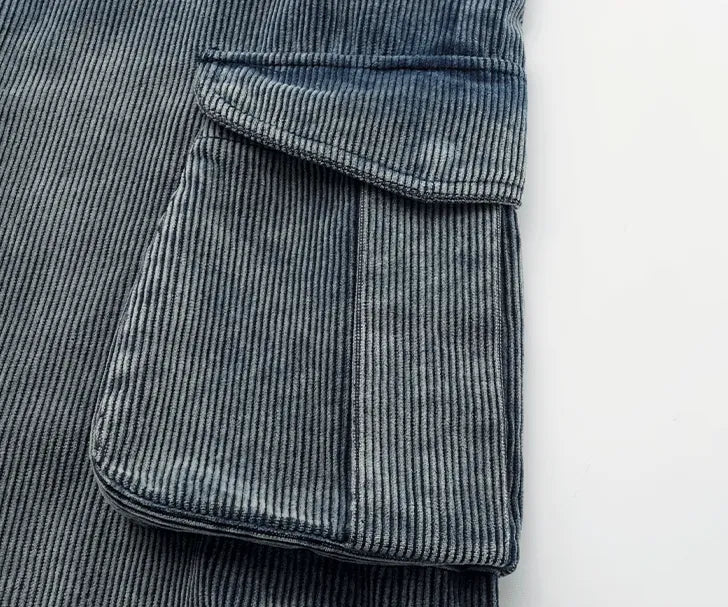 Distressed corduroy cargo work pants