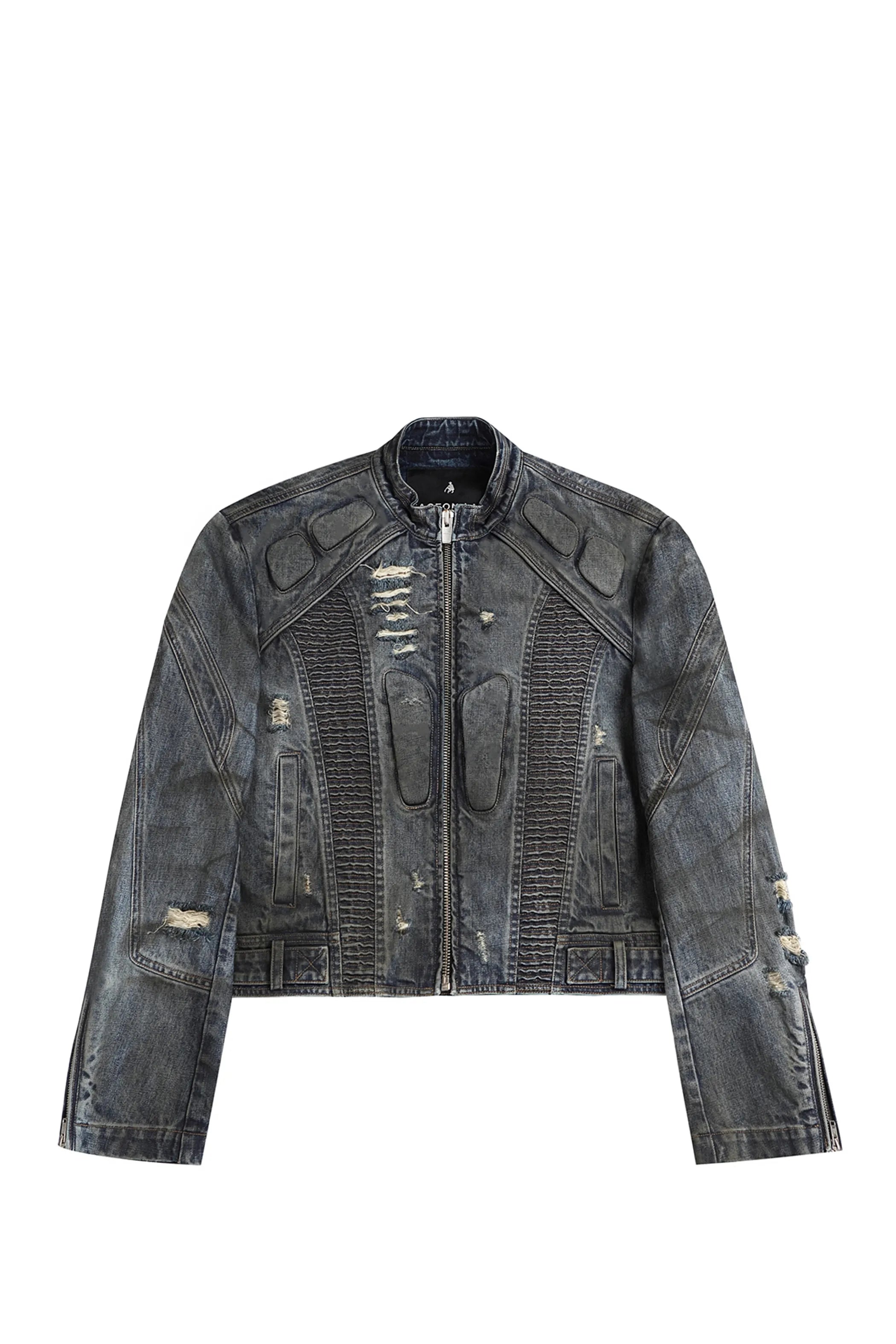 Dark Akira Distressed Denim Biker Jacket