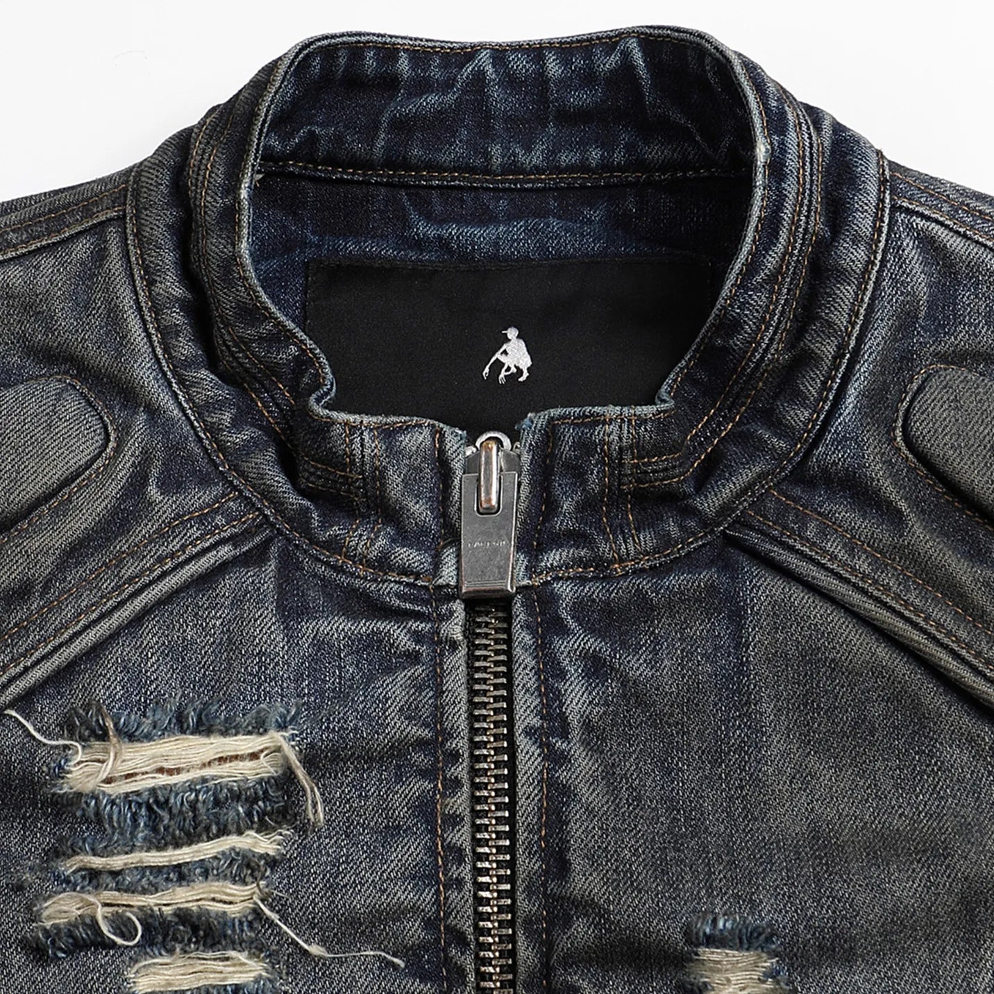 Dark Akira Distressed Denim Biker Jacket