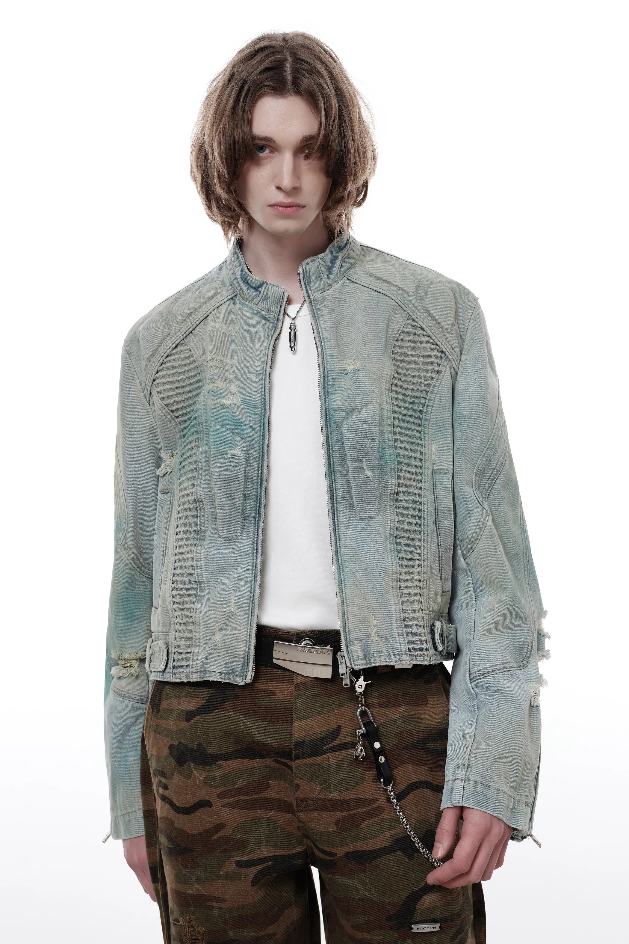 Distressed Denim Akira Moto Jacket
