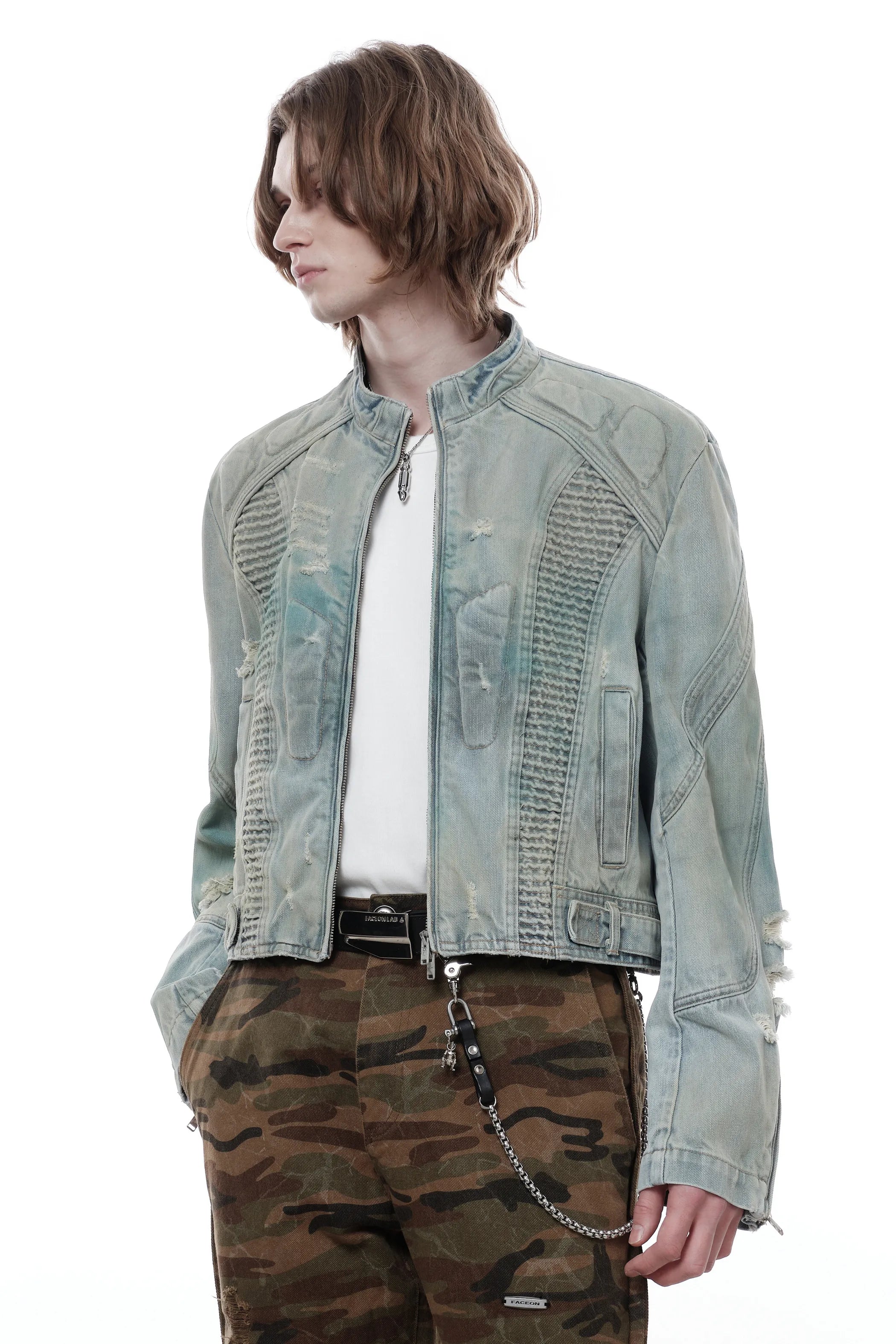 Distressed Denim Akira Moto Jacket