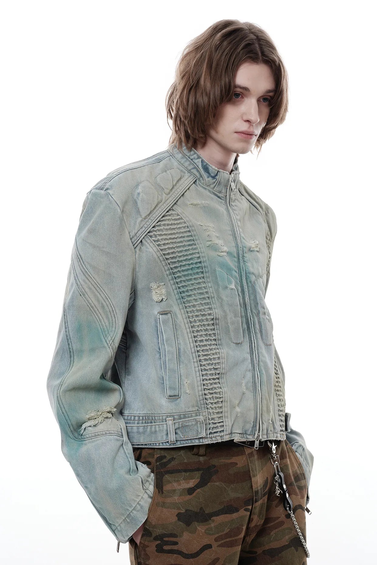 Distressed Denim Akira Moto Jacket