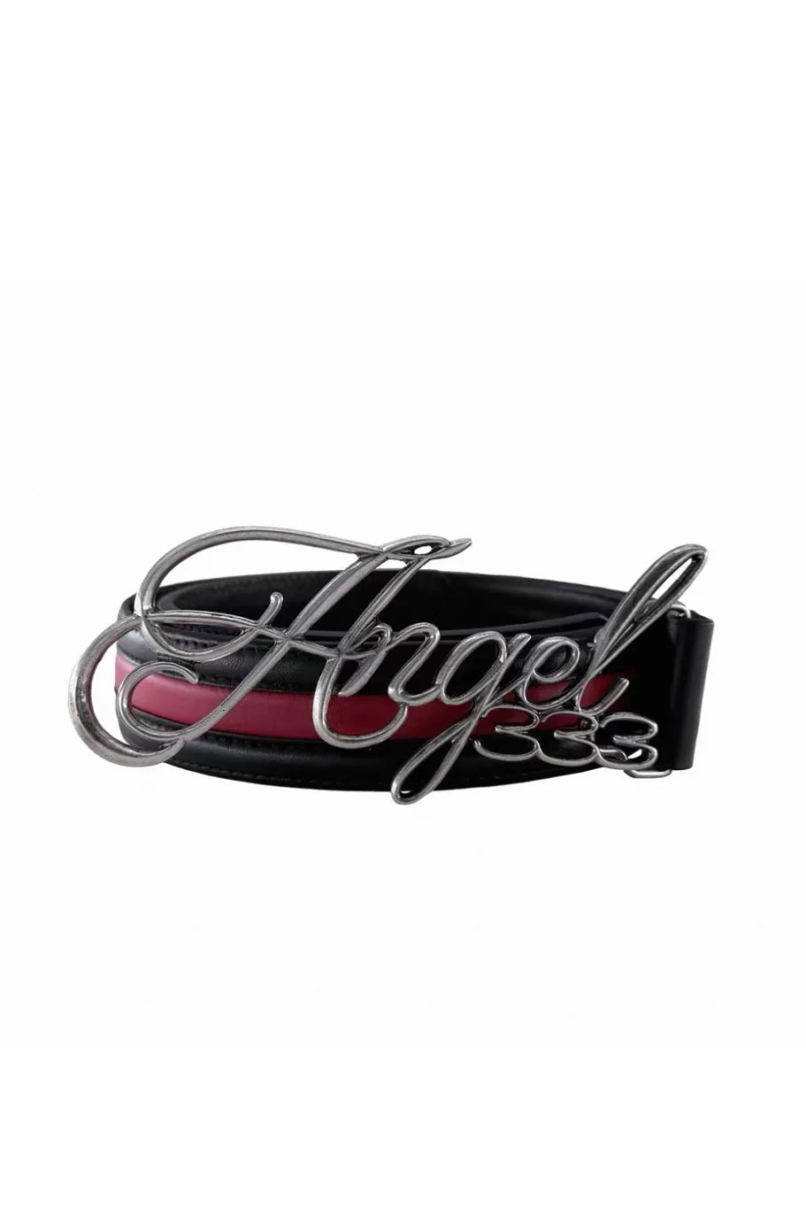 Angel333 Script Buckle Leather Belt