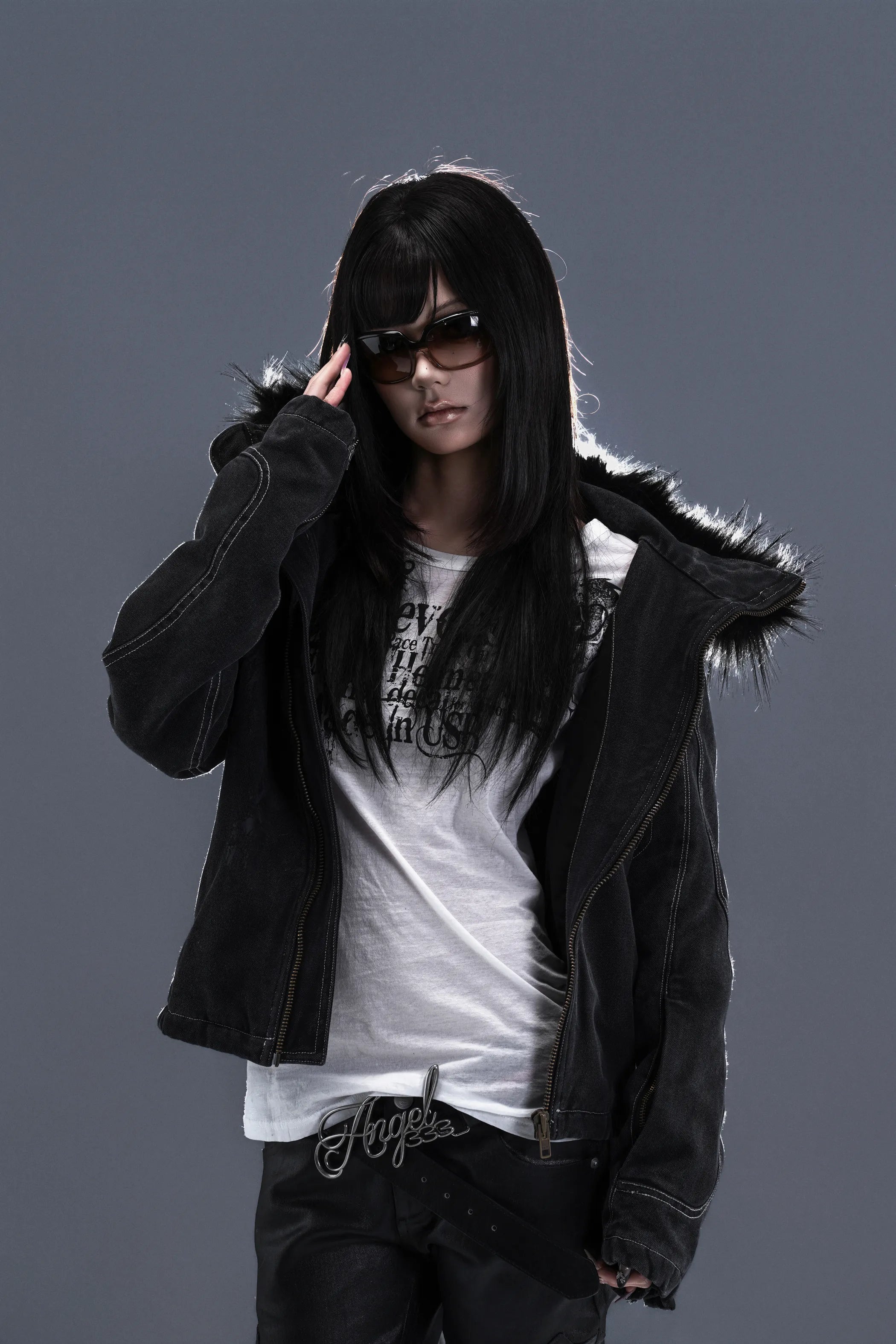 Angel333 Script Buckle Leather Belt