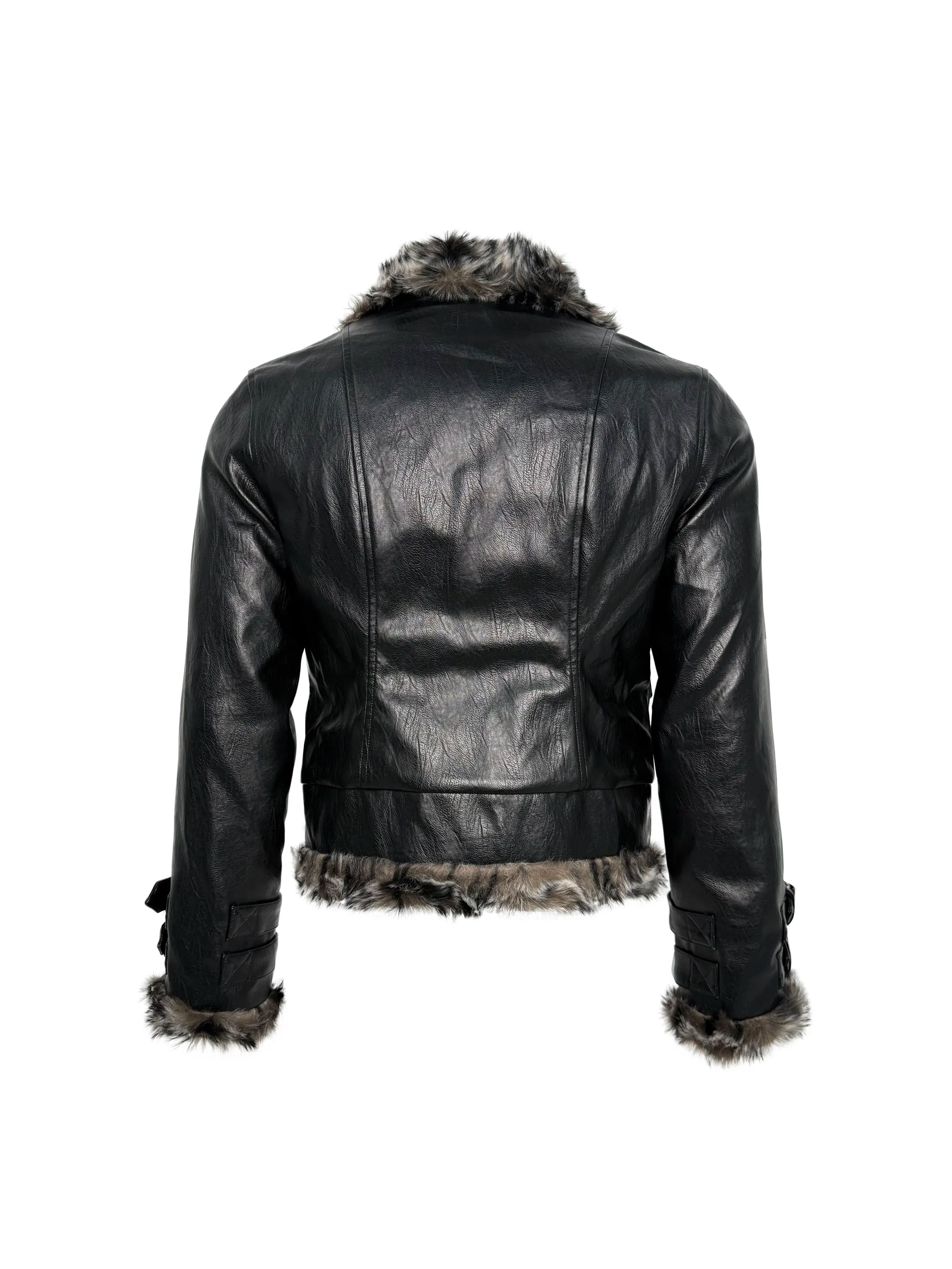 Leopard Print Reversible Faux Fur Leather Jacket