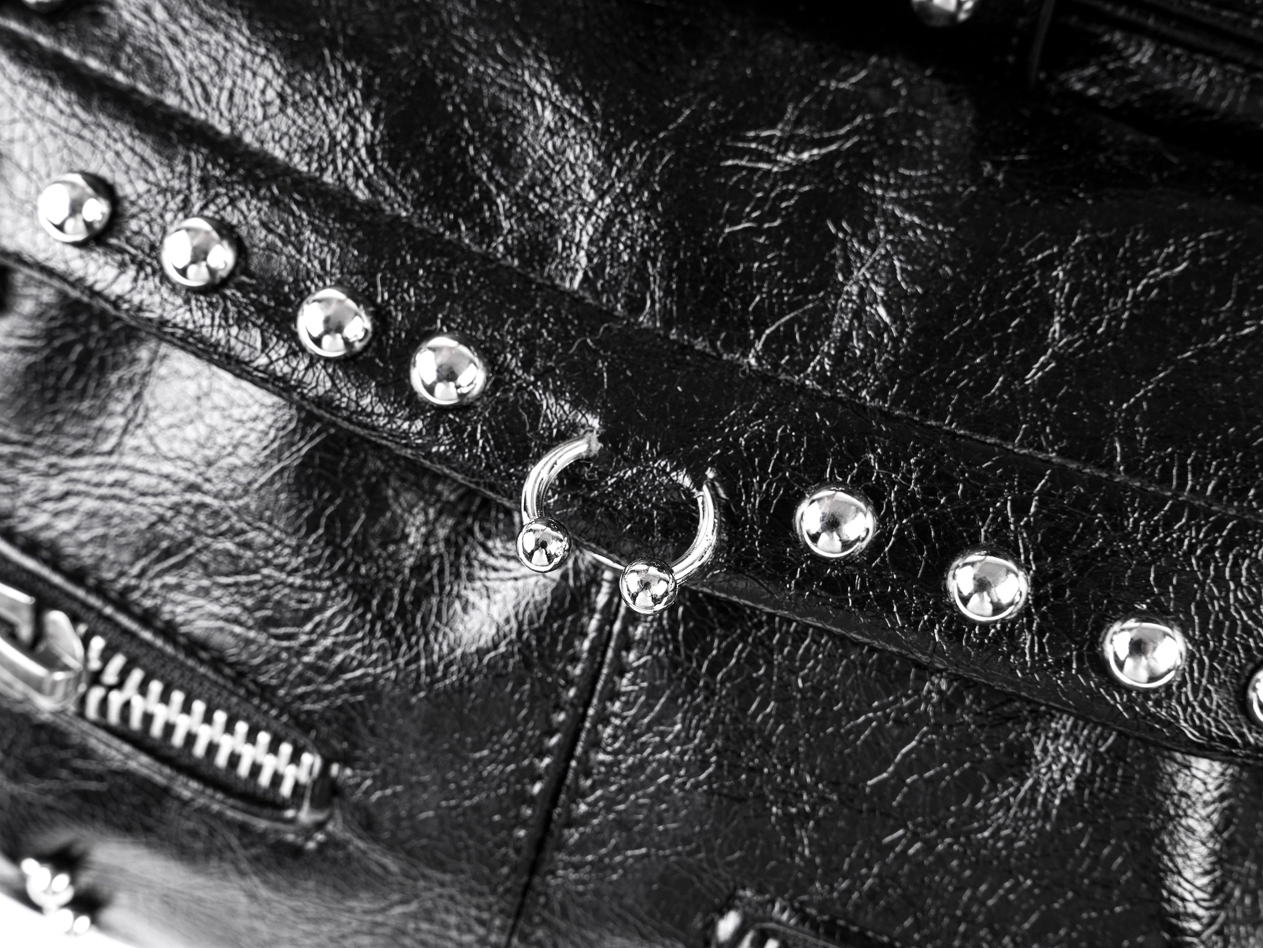 "✝" Cross-cracked leather backpack